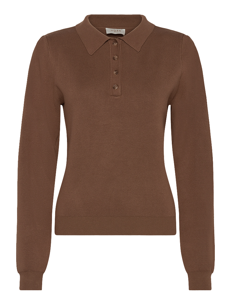 NORR - Als polo knit top - pikéer - walnut - 0