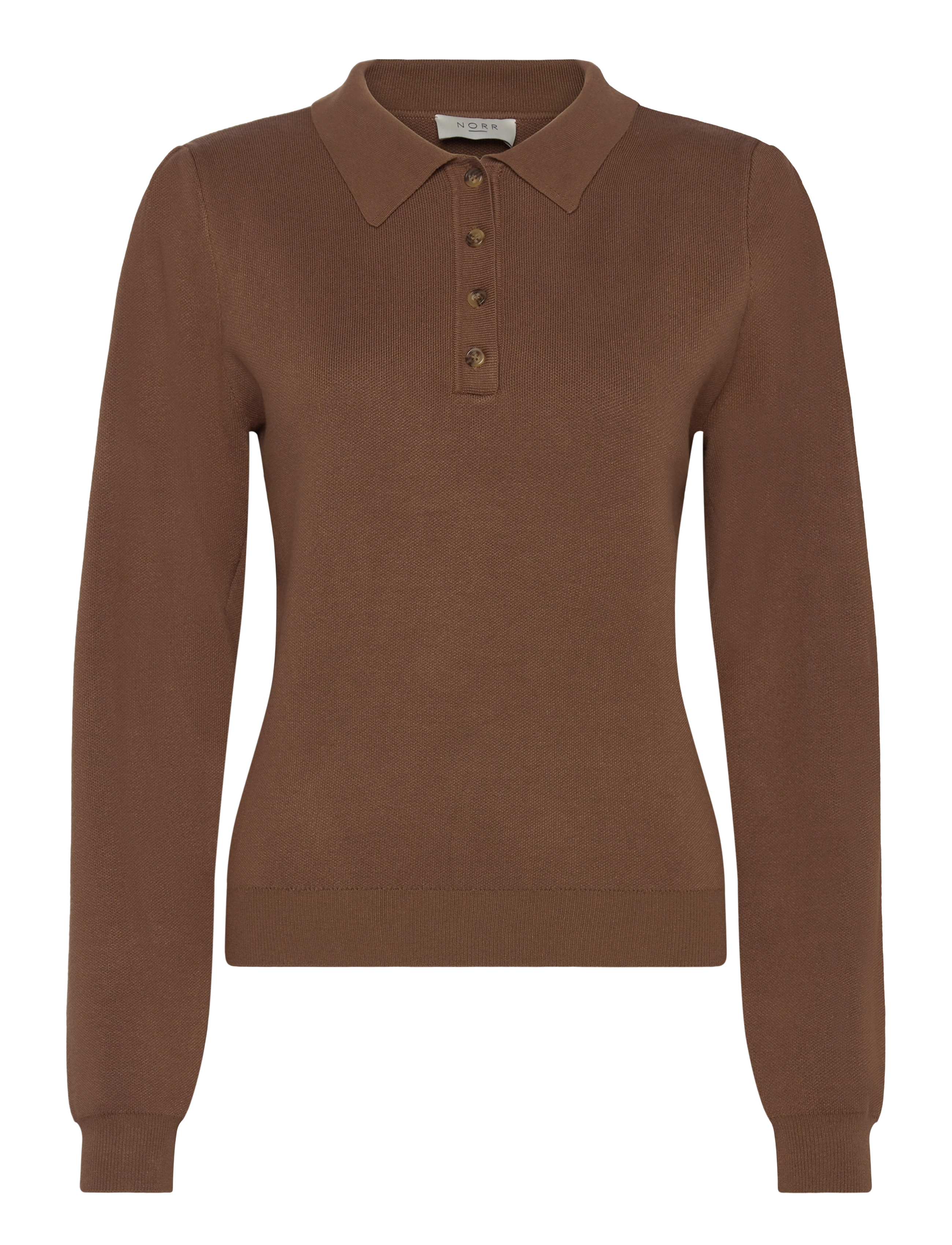 NORR Als polo knit top - Kläder - WALNUT / brown