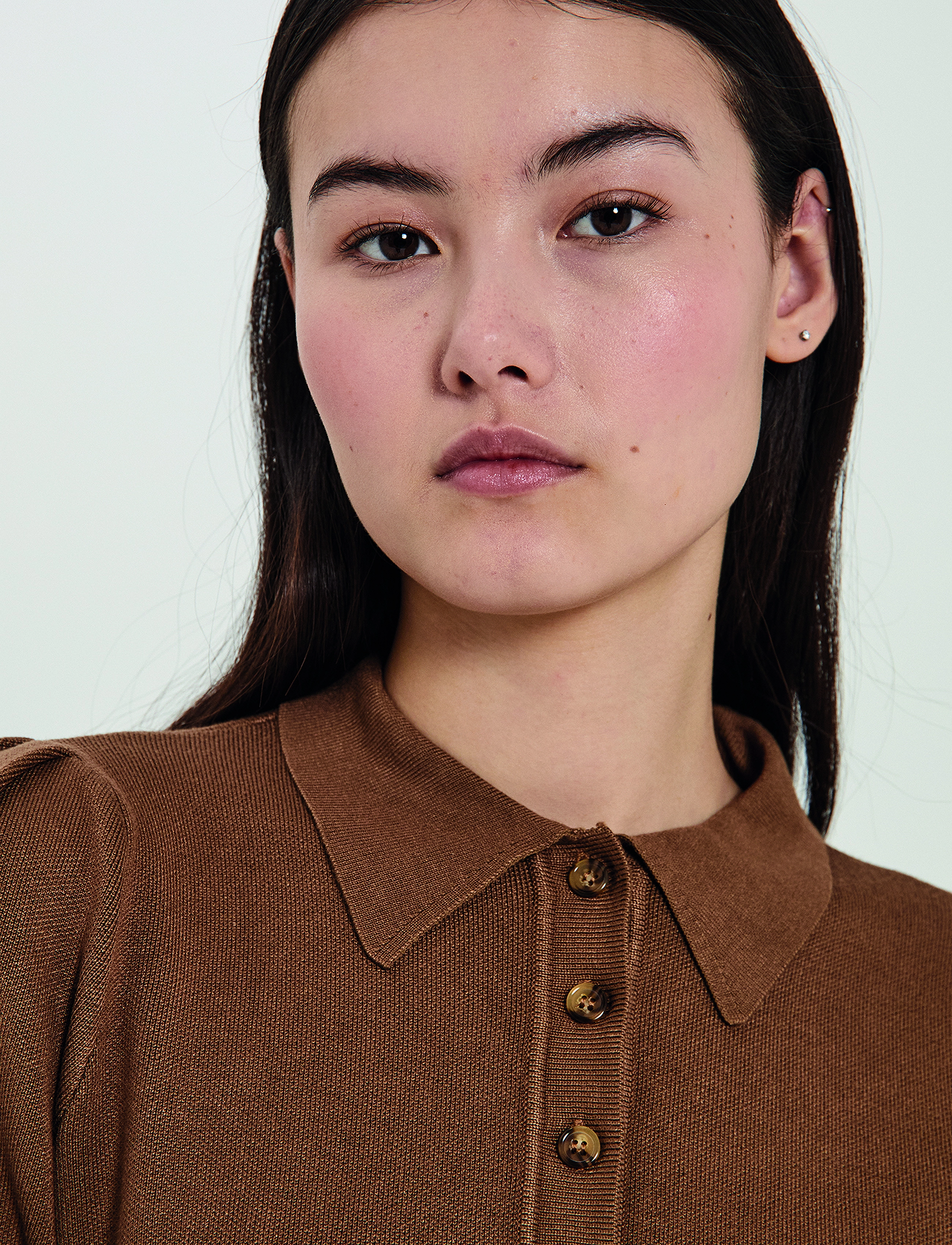 NORR - Als polo knit top - poloer - walnut - 2