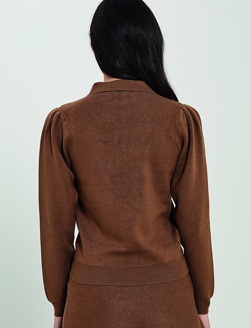 NORR - Als polo knit top - pikéer - walnut - 3