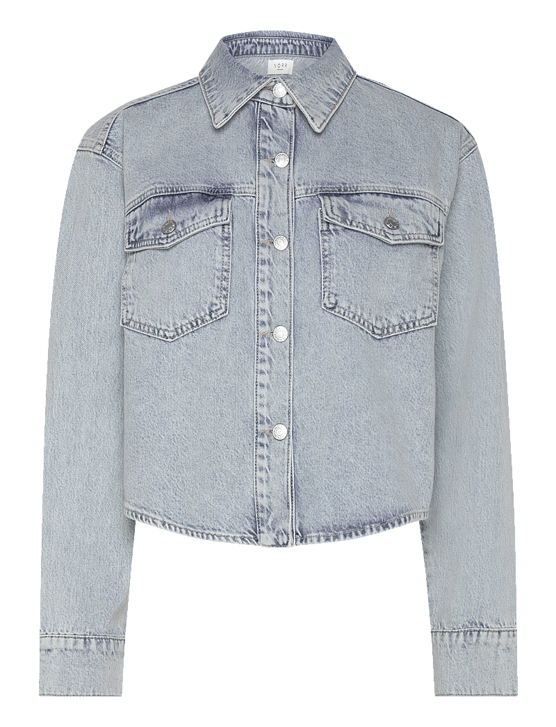 NORR - Kenzie short shirt - denimskjorter - vintage blue wash - 0