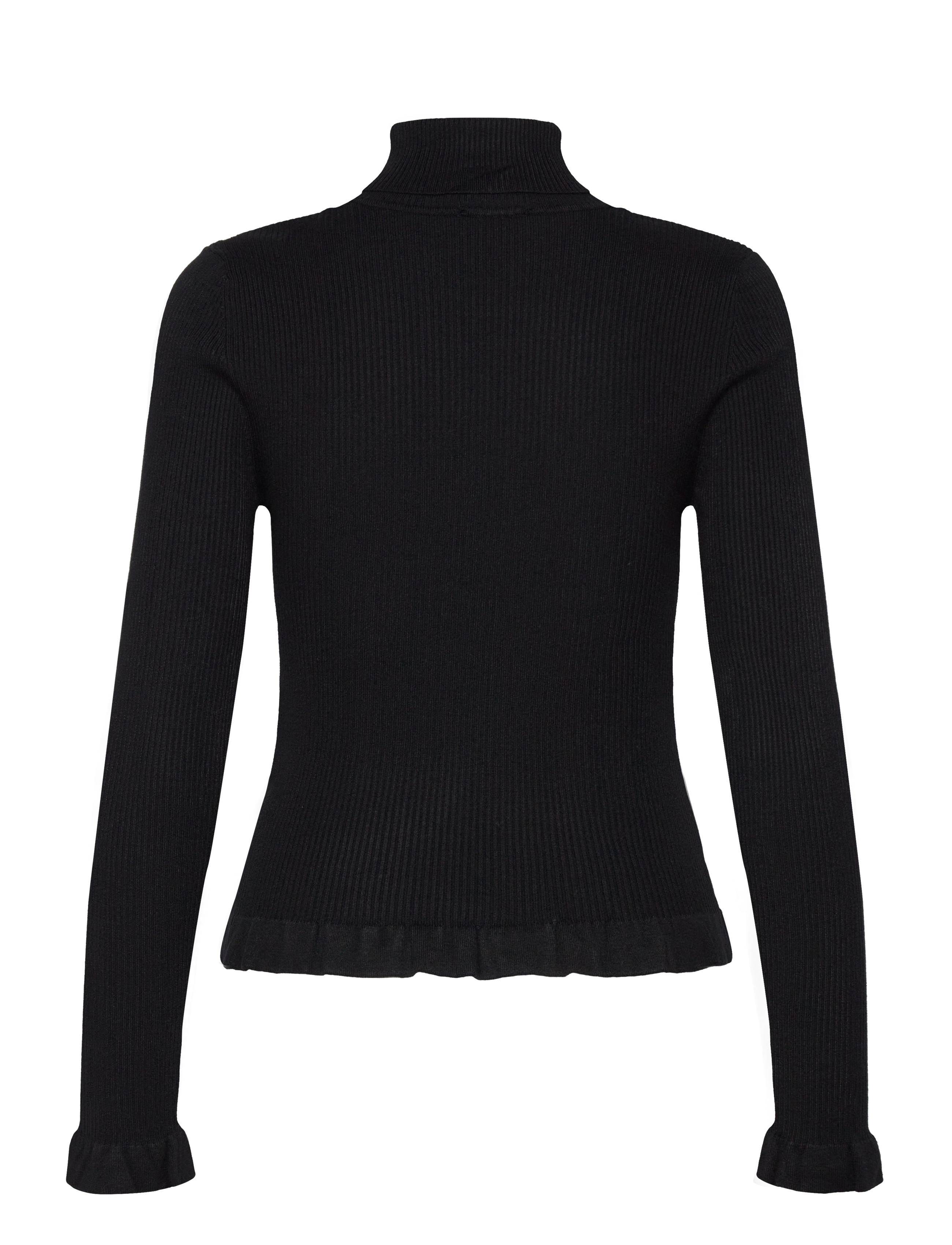 NORR - Sherry frill knit top - rollkragenpullover - black - 1