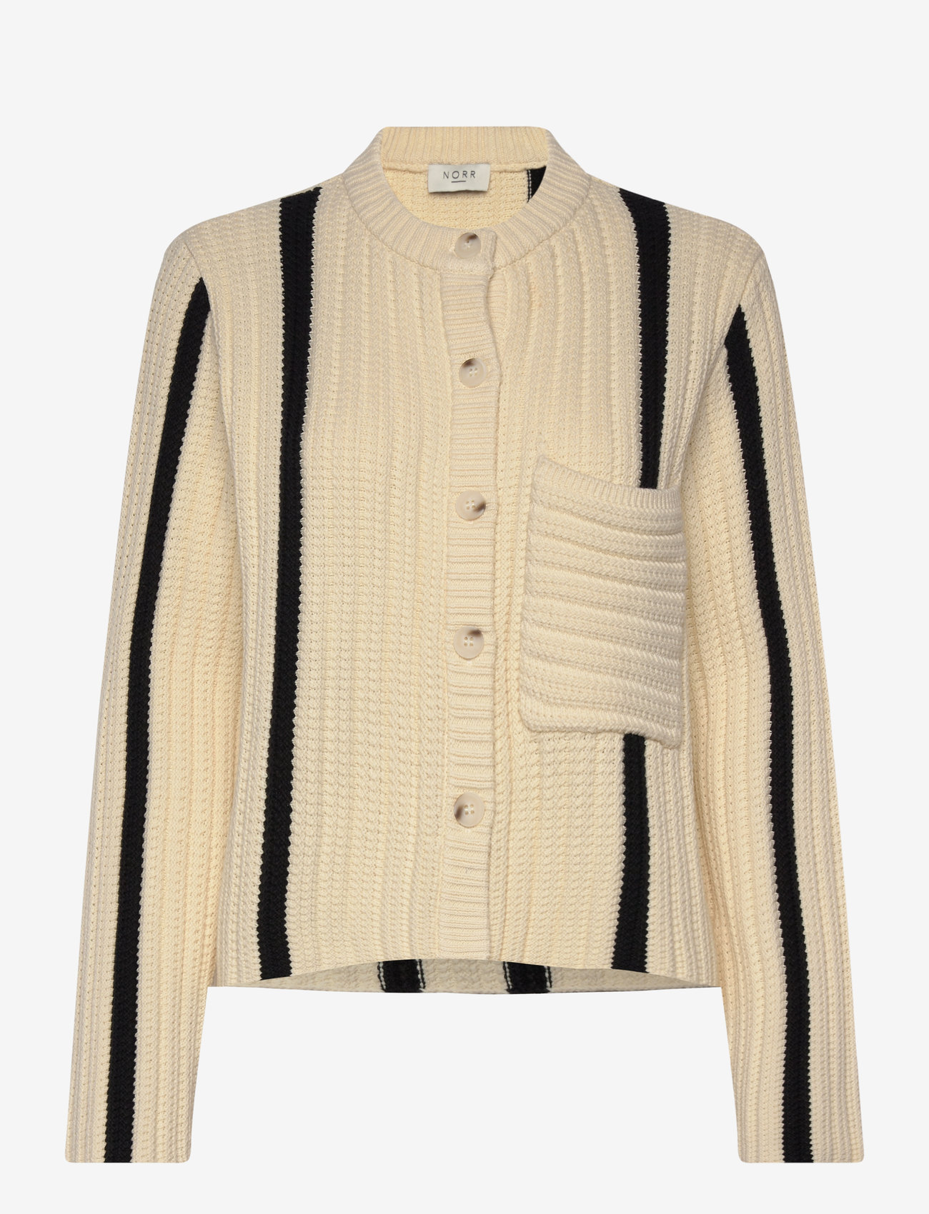 NORR - Stilla blocking knit cardigan - herbstliche kleidung - off-white w. black detail - 0