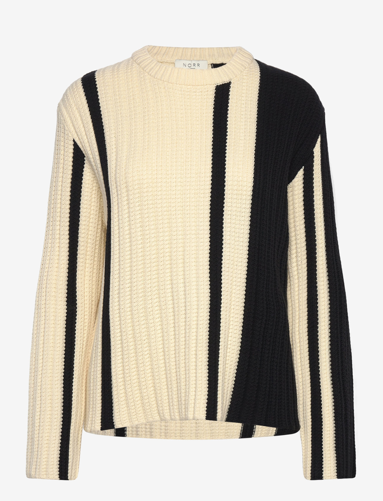 NORR - Stilla blocking knit top - efterårstøj - off-white w. black detail - 0