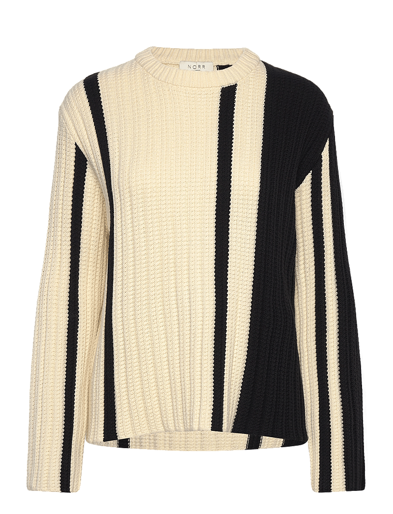 NORR - Stilla blocking knit top - sviitrid - off-white w. black detail - 1