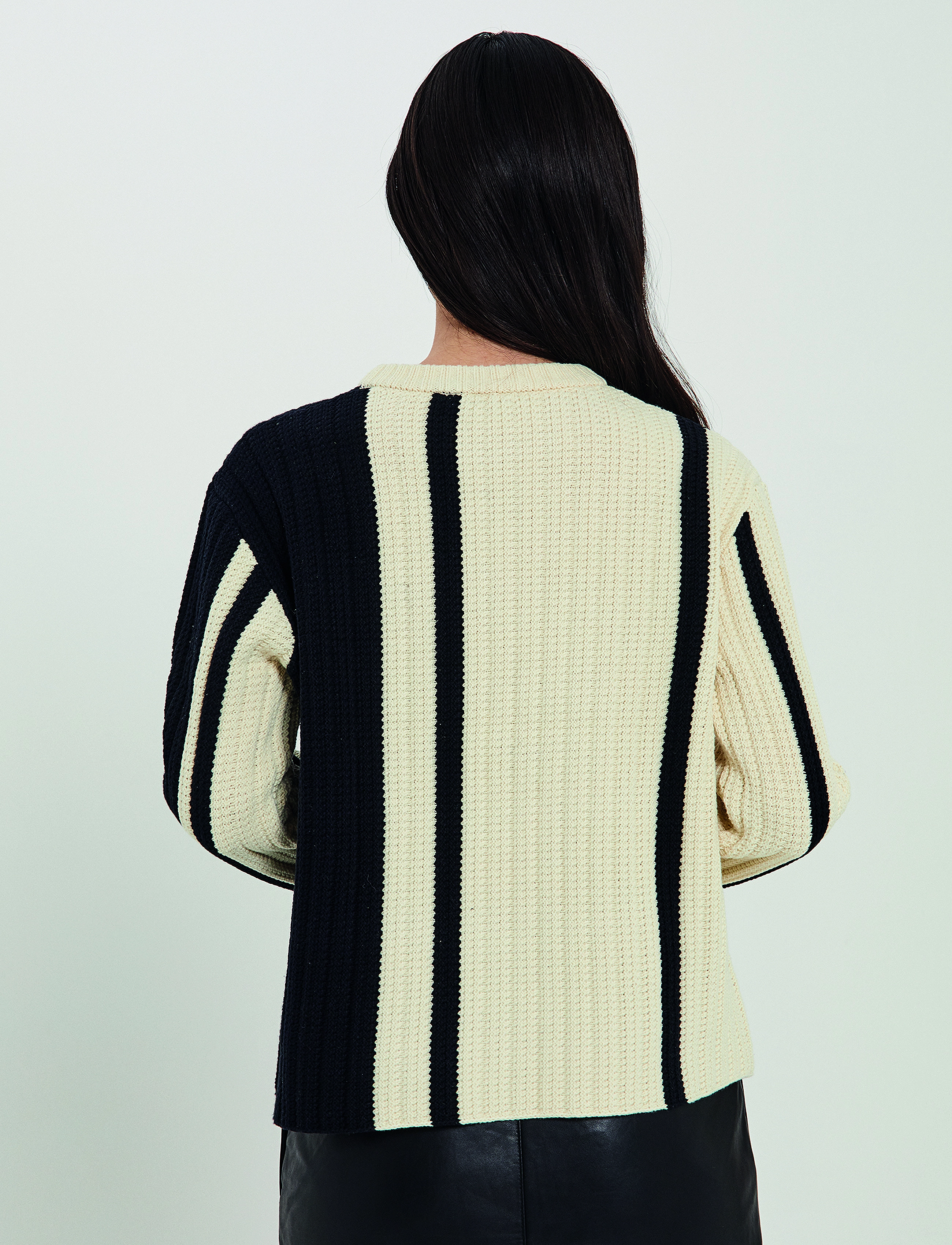 NORR - Stilla blocking knit top - strikkegensere - off-white w. black detail - 3
