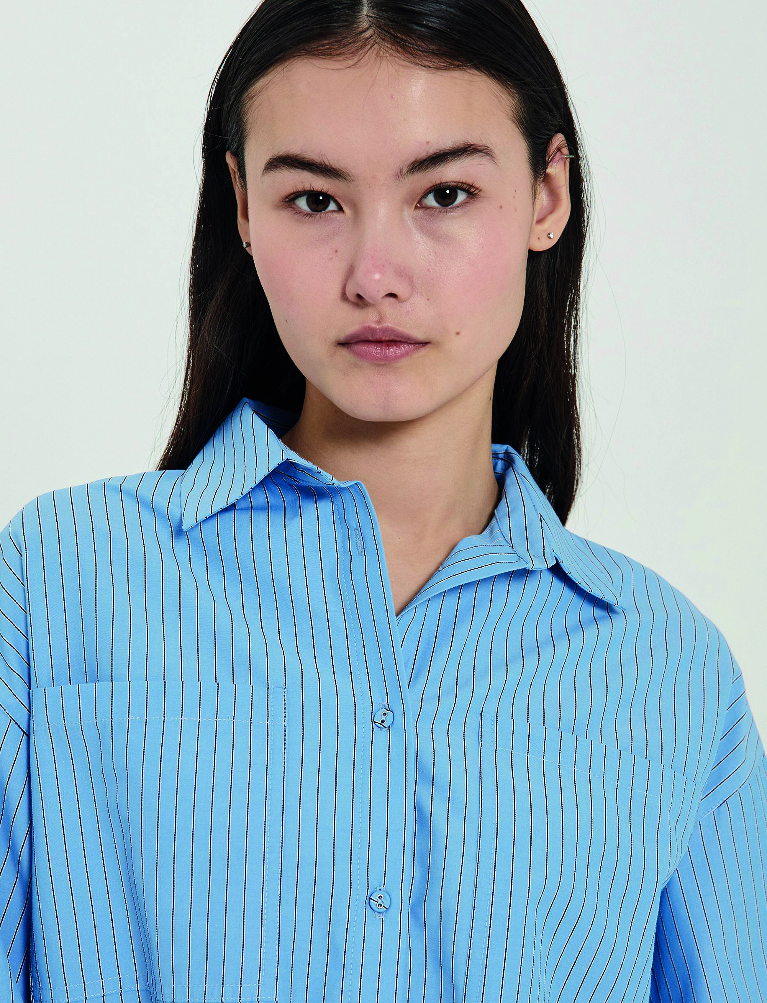 NORR - Travis shirt - long-sleeved shirts - clear blue w. stripes - 2