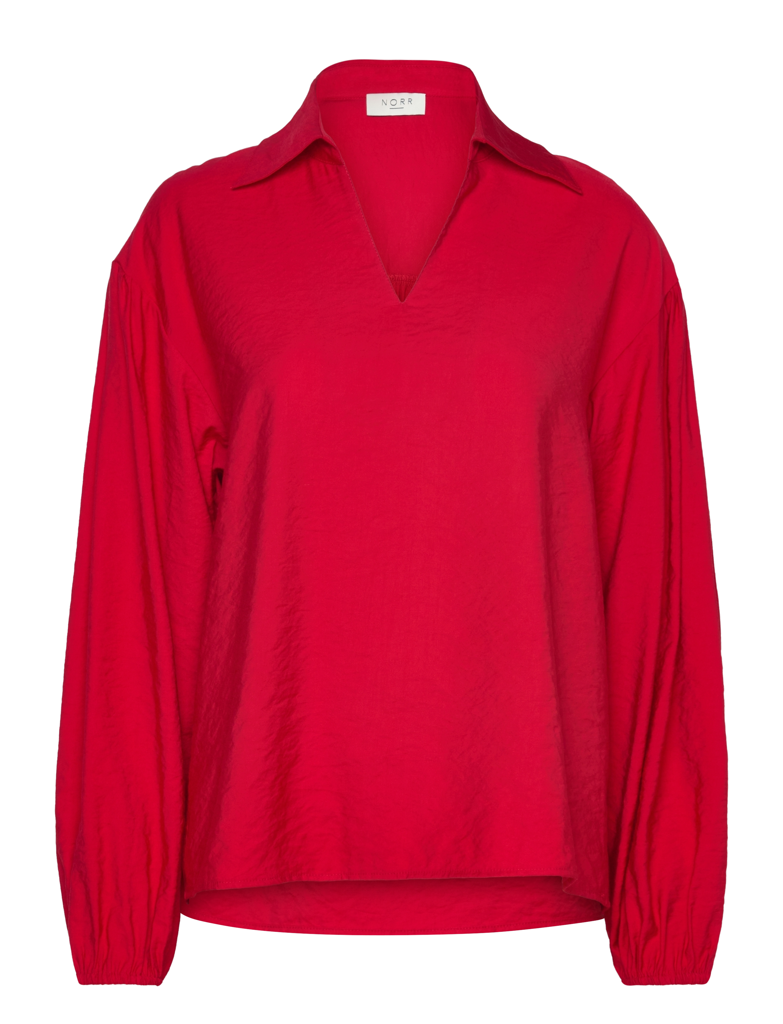 NORR - Bambo LS top - long-sleeved blouses - red - 1