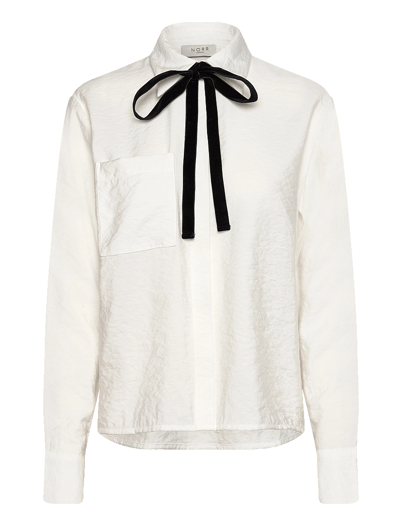 NORR - Bambo tie shirt - långärmade skjortor - off-white - 0
