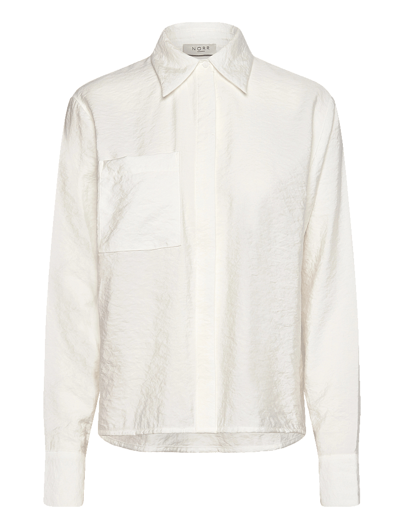 NORR - Bambo tie shirt - långärmade skjortor - off-white - 2