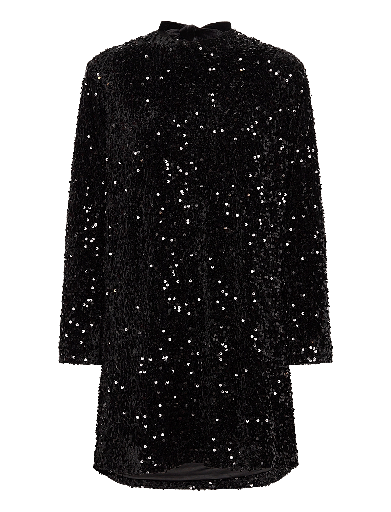 NORR - Milan LS dress - litterkleidid - black - 0
