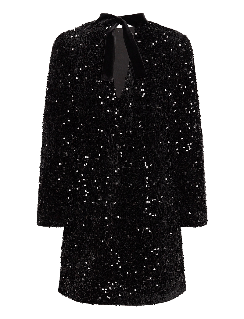 NORR - Milan LS dress - paljettklänningar - black - 1