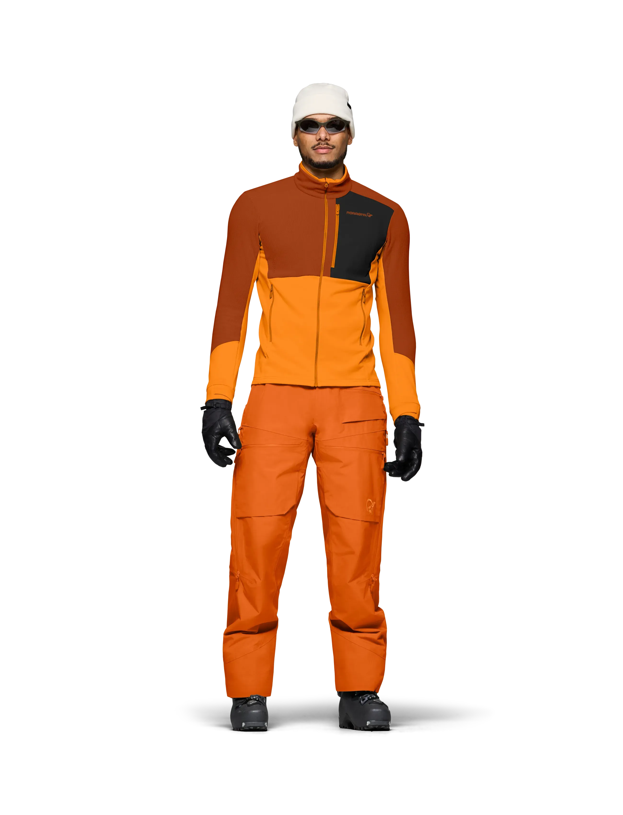 Norrøna Lofoten Warm2 Jacket M's, Mænd, Fuld Lynlås Fleecejakke, Orange, Str: S