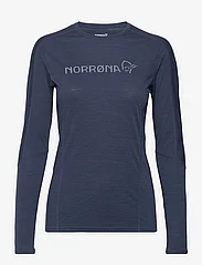 Norrøna - falketind equaliser merino round Neck W's - bluzki z długim rękawem - indigo night - 0