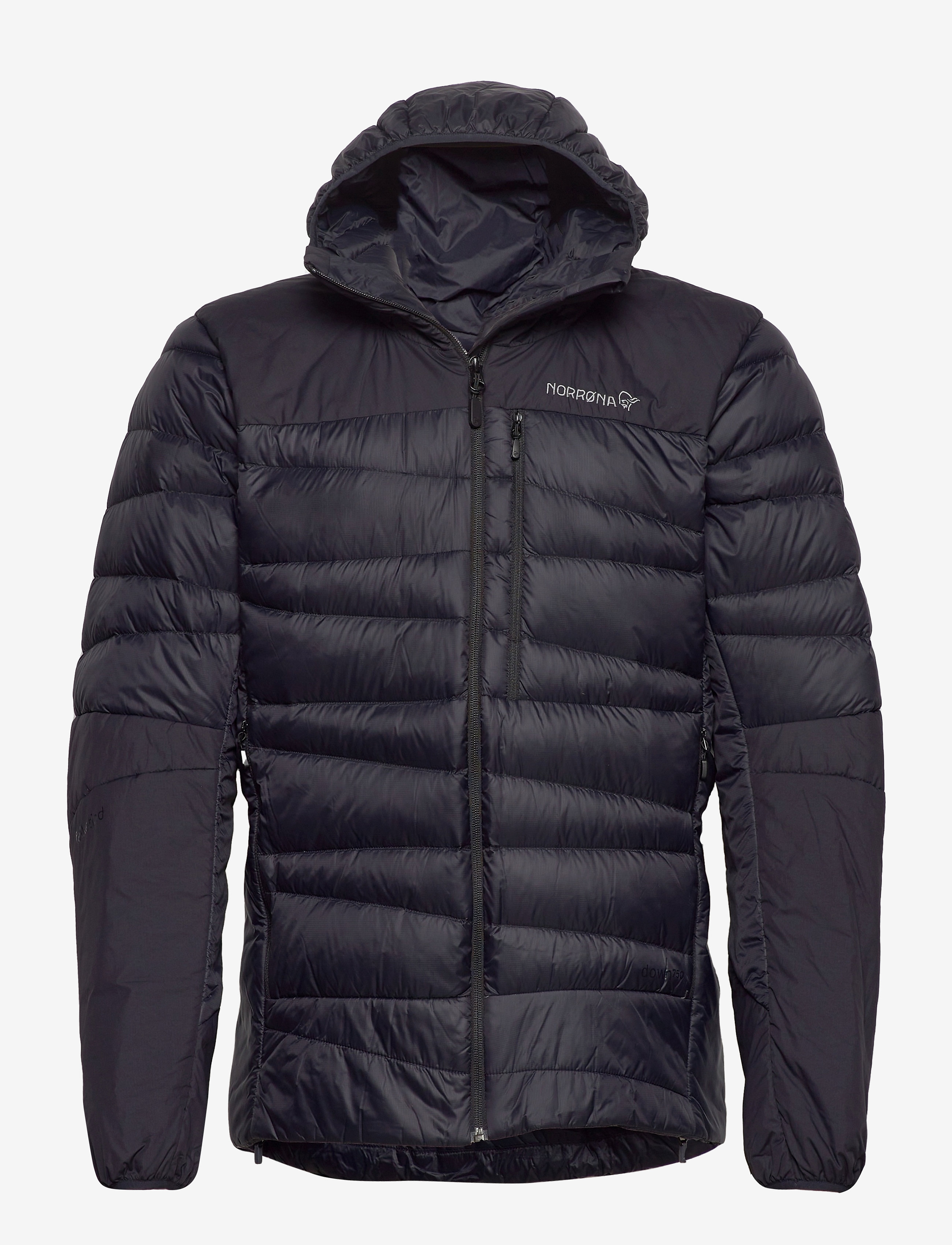 Norrøna falketind down750 Zip Hood M's - Tøj - CAVIAR BLACK / blue