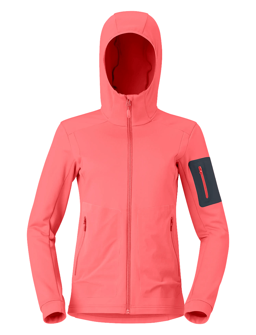 Norrøna - falketind warm2 stretch Hood W's - oberteile - calypso coral/beluga - 1