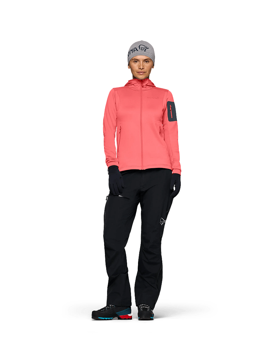 Norrøna - falketind warm2 stretch Hood W's - oberteile - calypso coral/beluga - 0