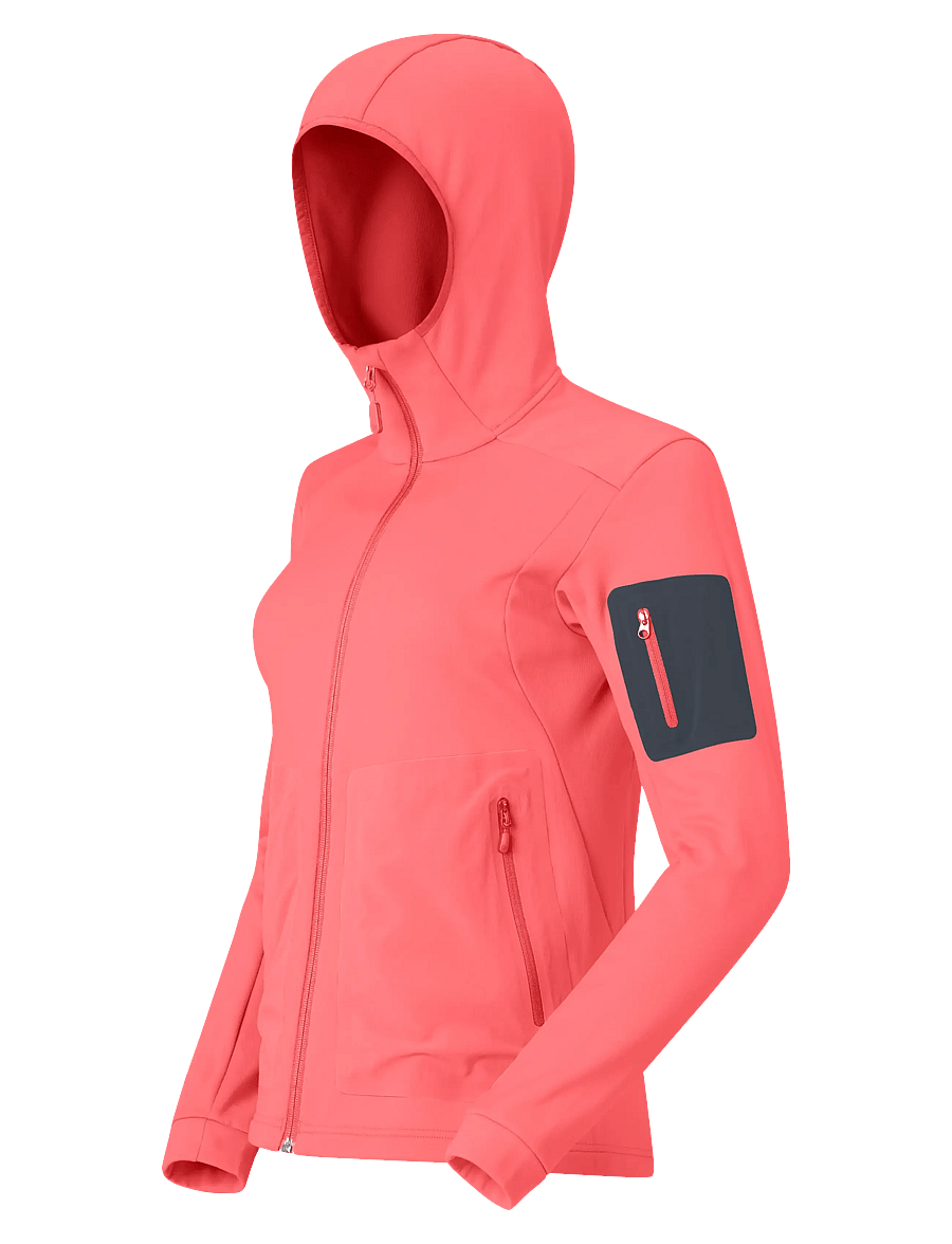 Norrøna - falketind warm2 stretch Hood W's - oberteile - calypso coral/beluga - 3
