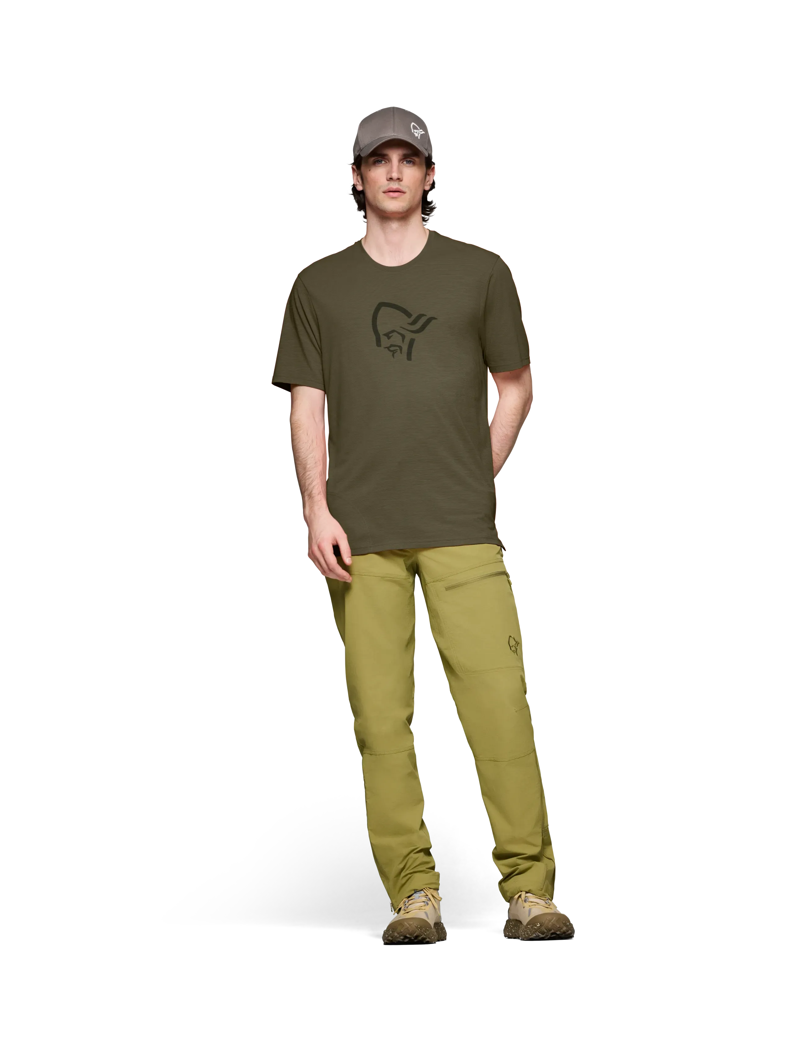 Norrøna Femund Equaliser Merino T-Shirt M's, Mænd, Grafisk T-Shirt, Kakigrøn, Str: XL