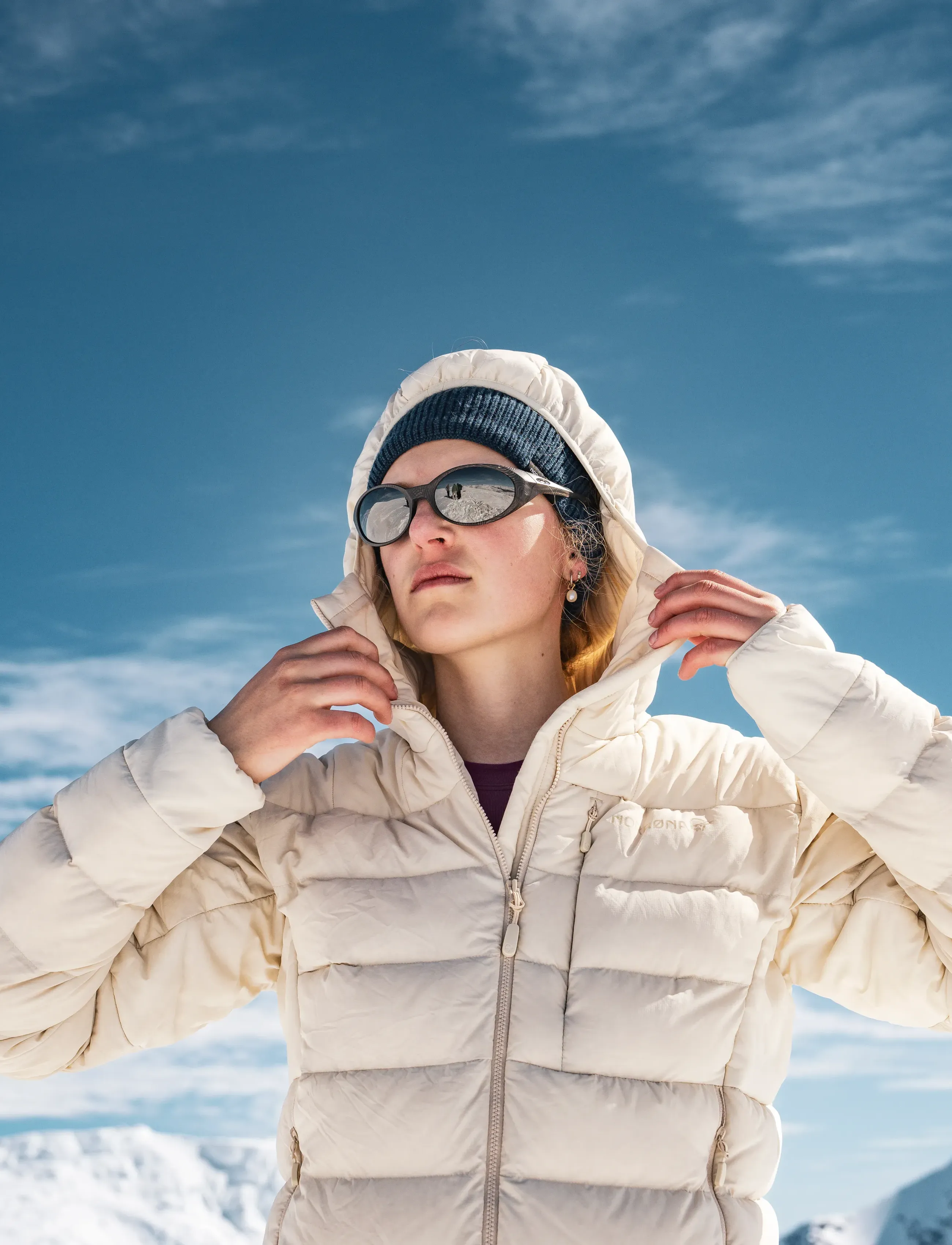 Norrøna Femund Down700 Zip Hood W's, XS, Cream, Jakker > Vatteret Jakke, Dame