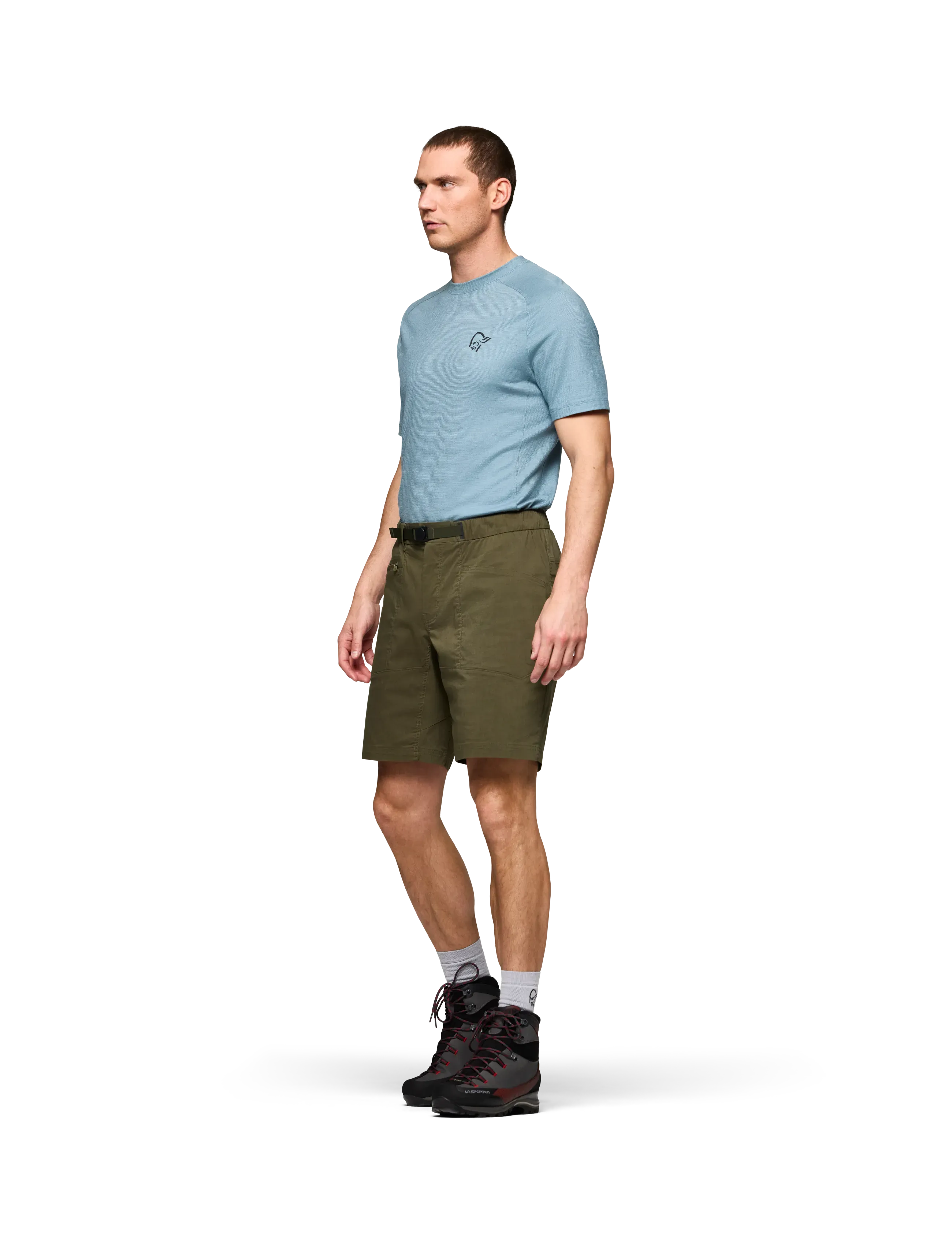 Norrøna Femund Mid Cotton Shorts M's, L, Khaki green, Sport Shorts > Sport Outdoor Shorts, Herre