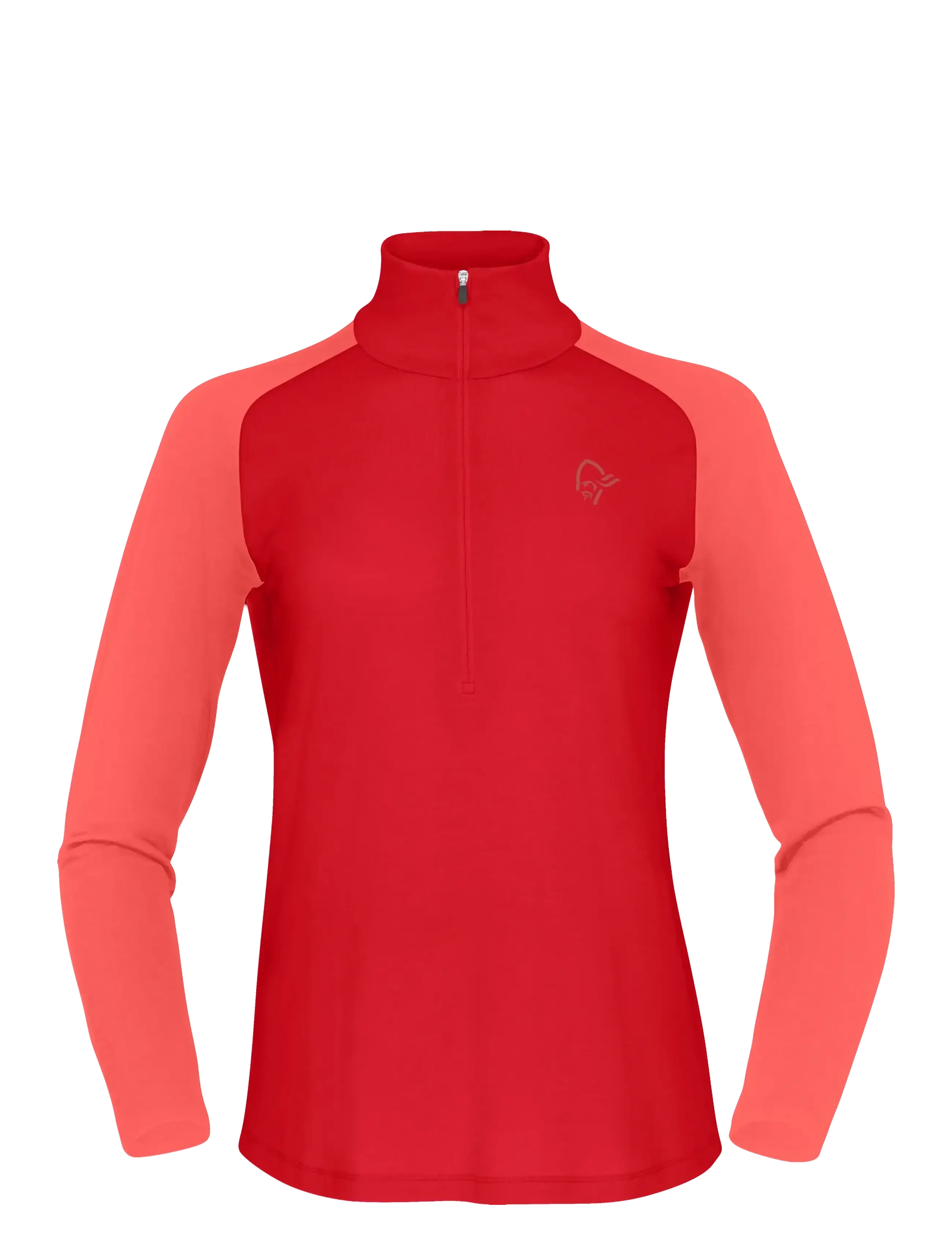 Norrøna femund pureUll Zip Neck W's - Underställströjor - AURA ORANGE/PAPRIKA / red