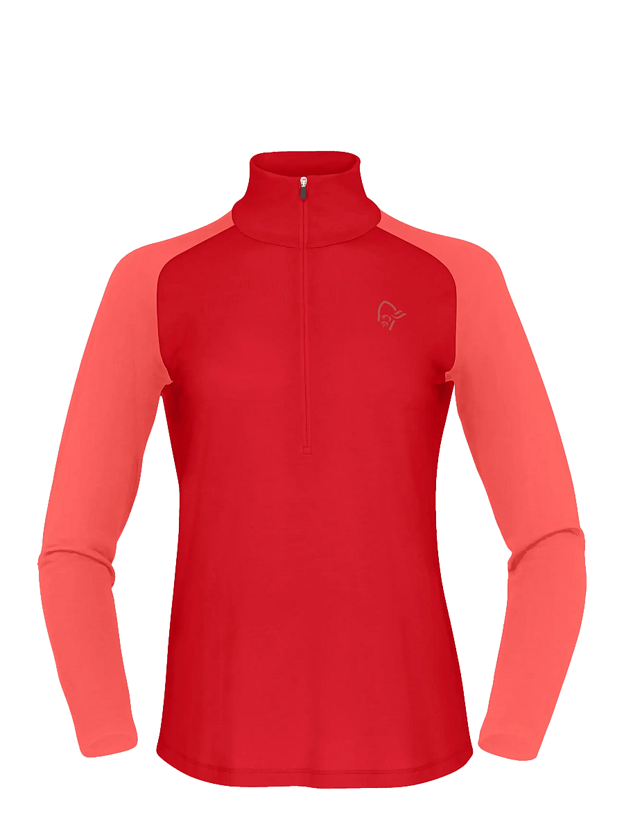 Norrøna - femund pureUll Zip Neck W's - baselayer overdele - aura orange/paprika - 1