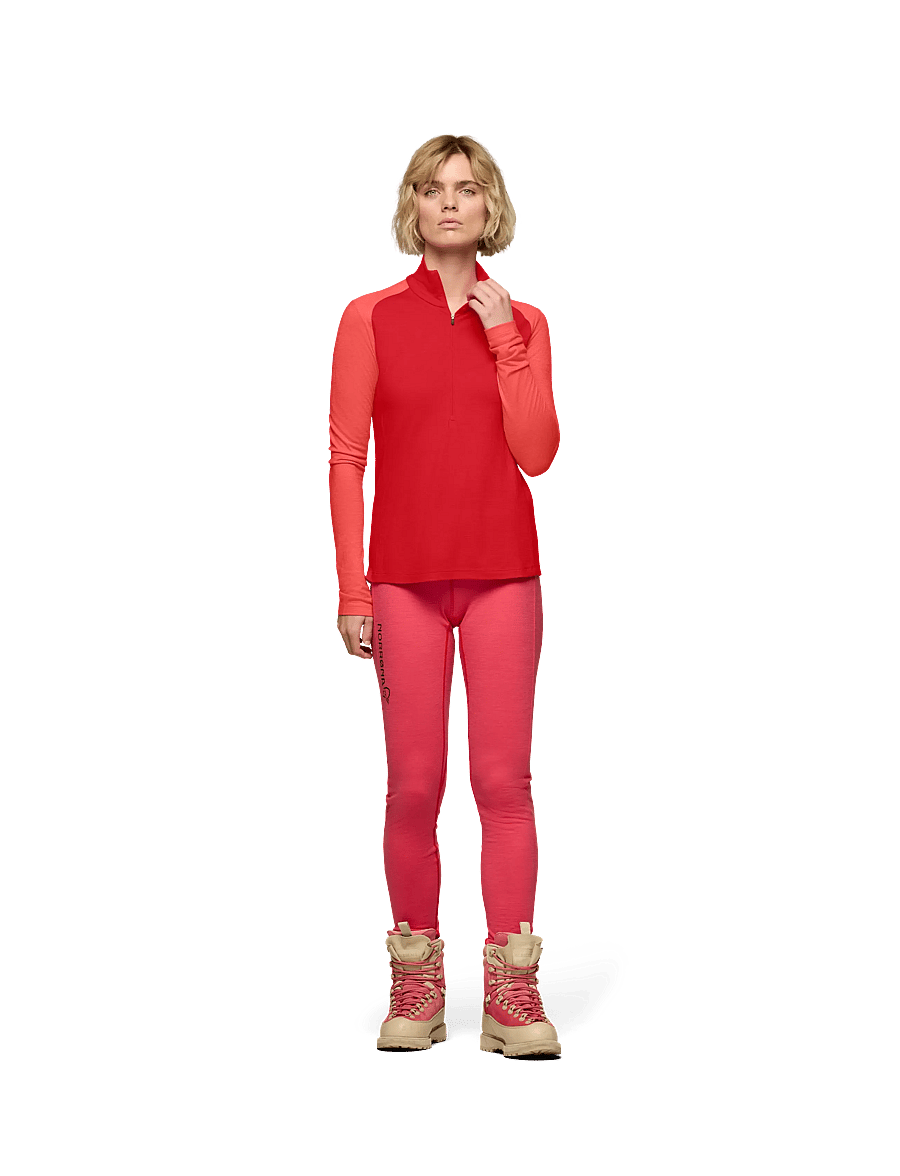 Norrøna - femund pureUll Zip Neck W's - baselayer overdele - aura orange/paprika - 0