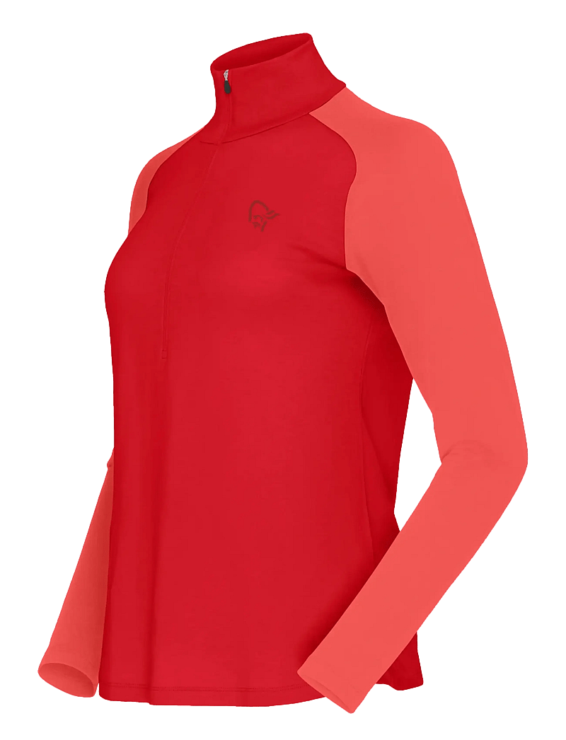Norrøna - femund pureUll Zip Neck W's - underställströjor - aura orange/paprika - 3