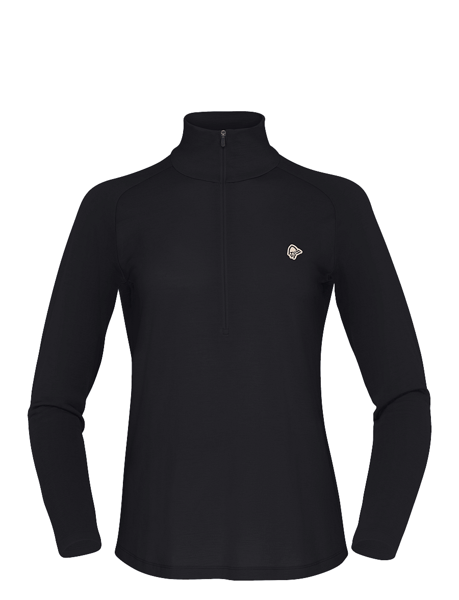 Norrøna - femund pureUll Zip Neck W's - Överdelar - caviar black - 1