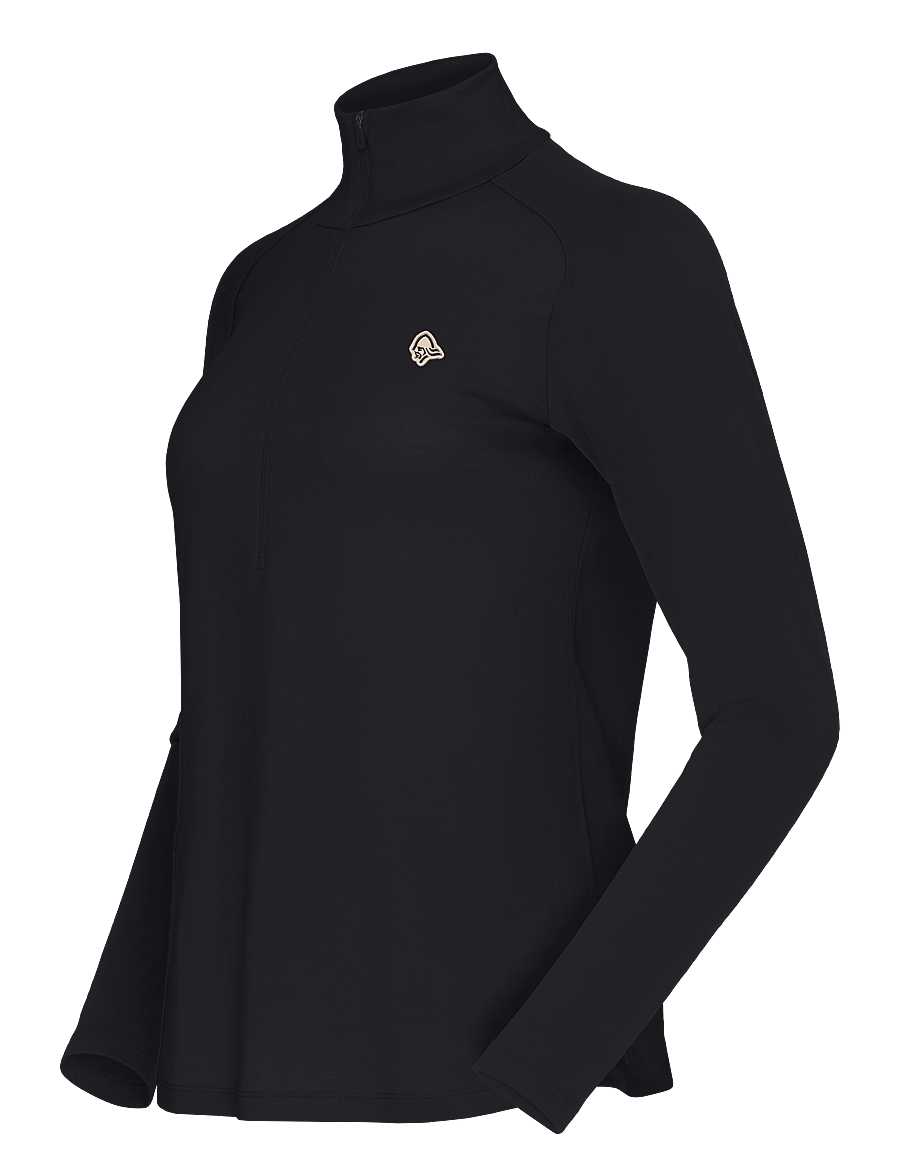 Norrøna - femund pureUll Zip Neck W's - Överdelar - caviar black - 2