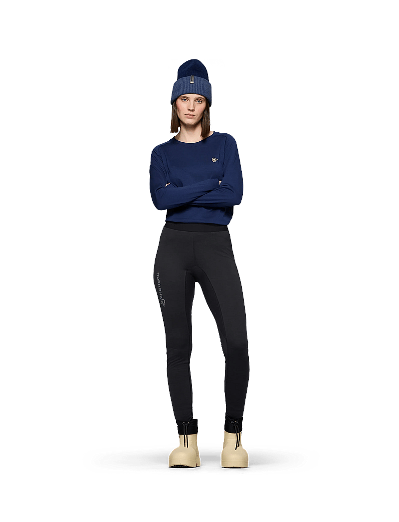 Norrøna - femund pureUll Longs W's - aluskihina kantavad püksid - caviar black - 0