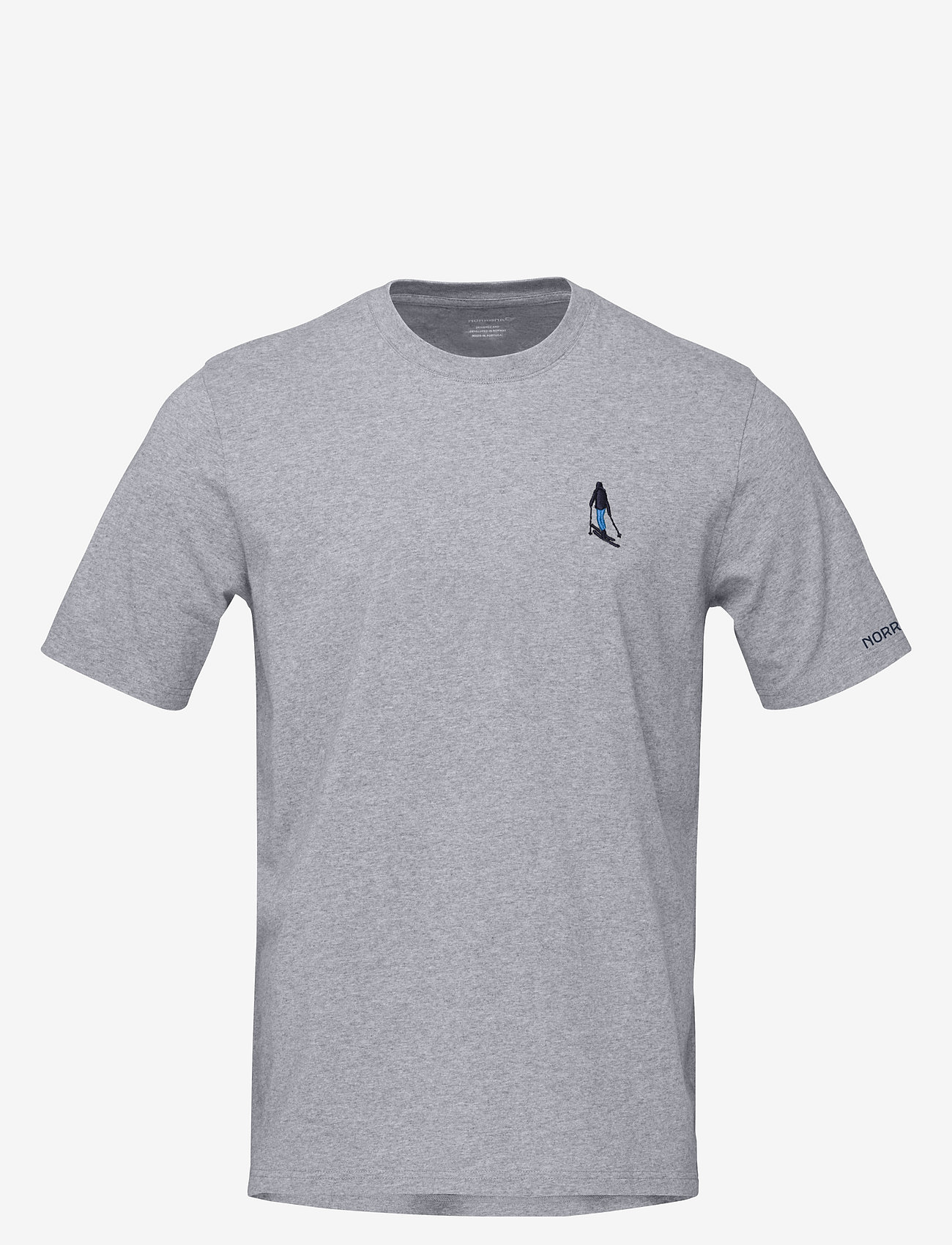 Norrøna - /29 cotton activity embroidery T-shirt M's - t-shirts - grey melange - 0