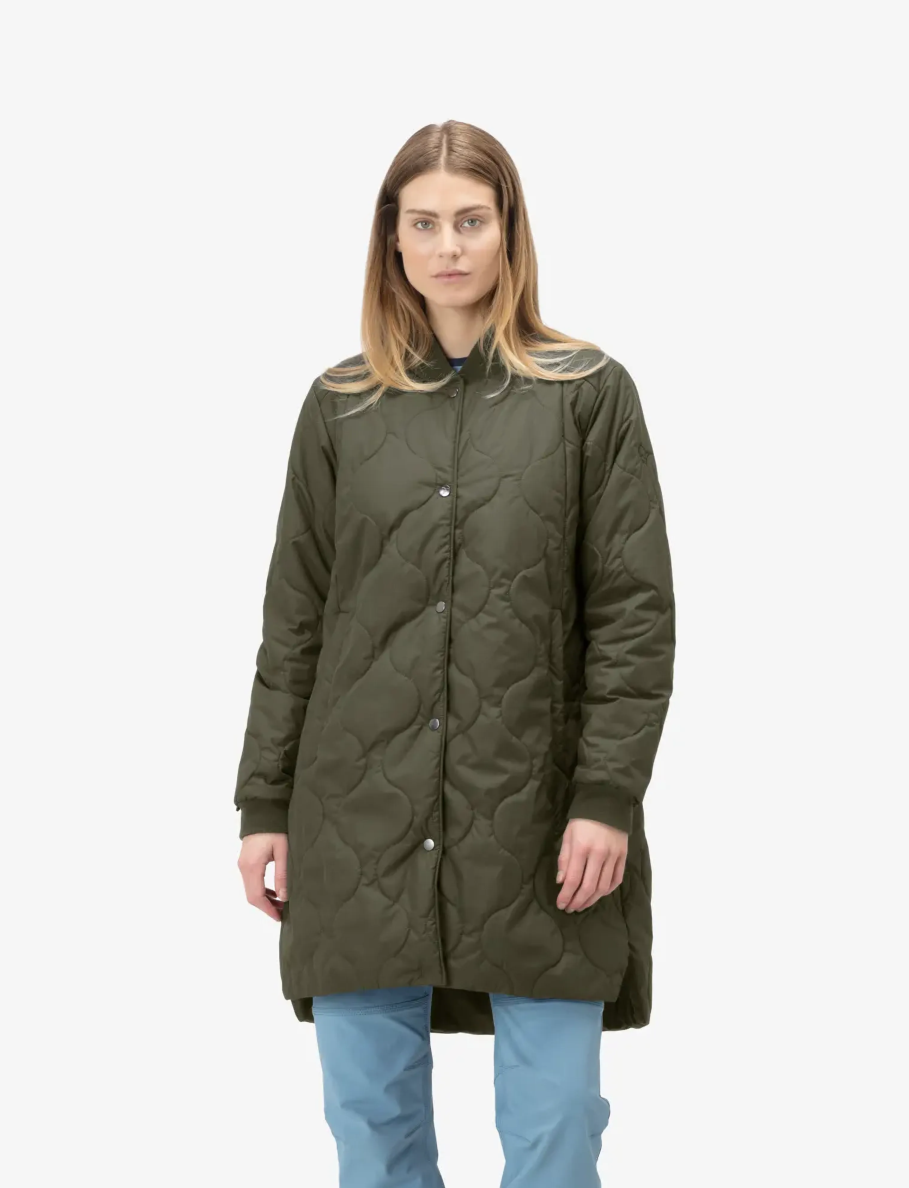 Norrøna Oslo Thermo100 Coat W's, Kvinder, Vatteret Lang Frakke, Grøn, Str: XS