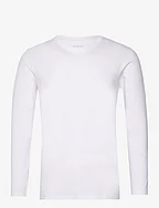 Men's O-neck L/S T-shirt, Cotton/Stretch - WHITE
