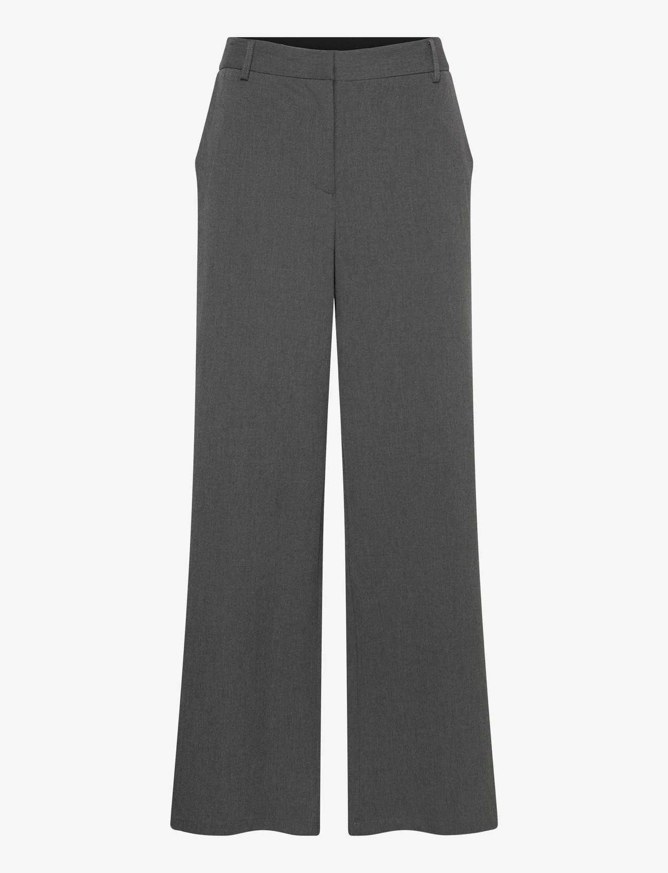 NORVIG - Caroline Long Pants - bukser med brede ben - dark grey melange - 0