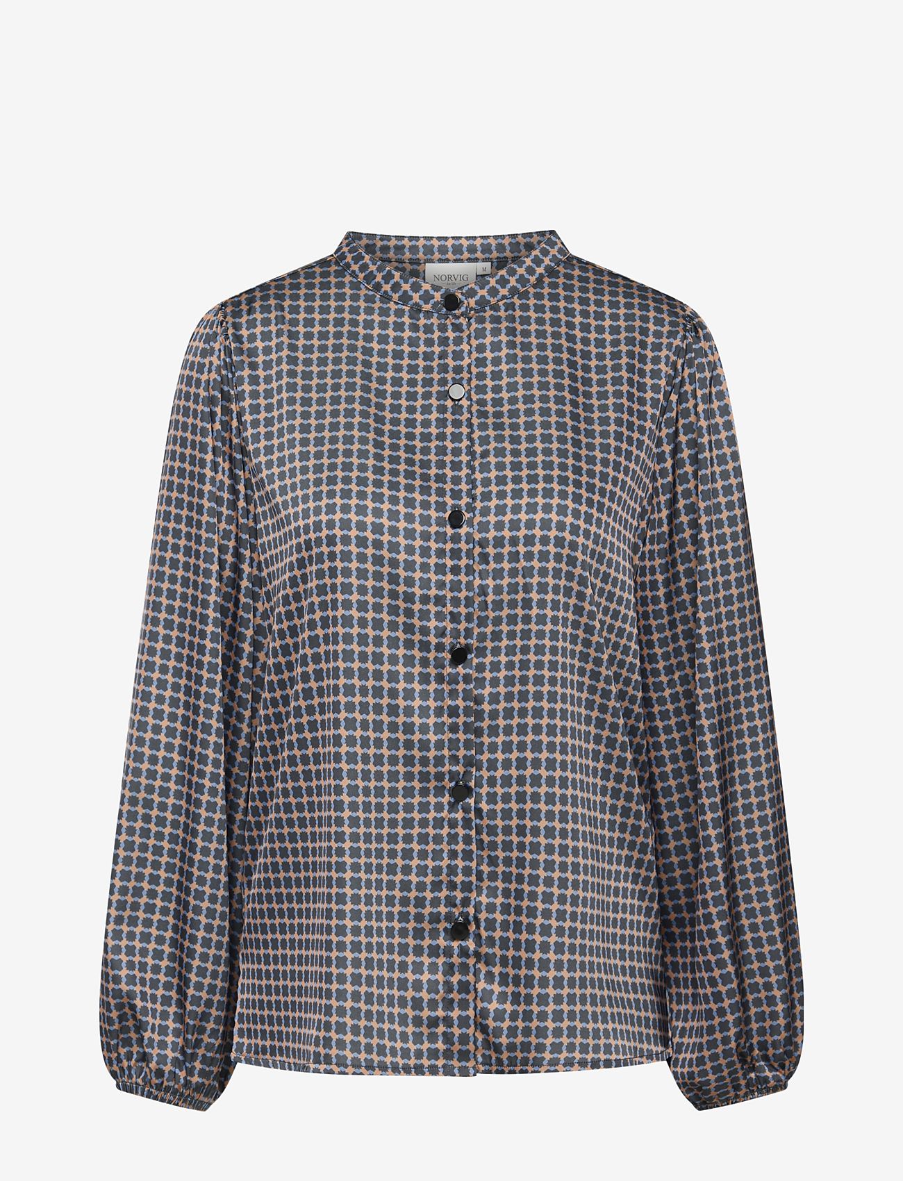 NORVIG - Johanne Blouse - langærmede bluser - asphalt aop - 0