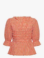 Notes du Nord - Georgia Top - short-sleeved blouses - papaya check - 1