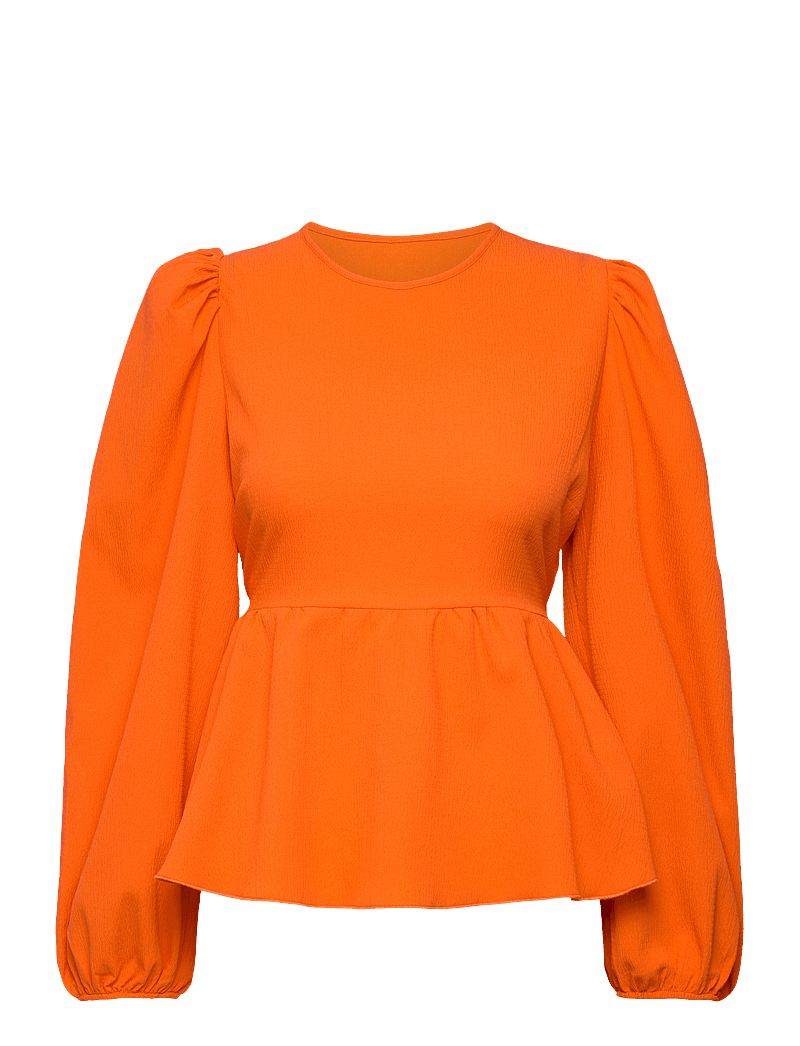 Notes du Nord - Carrie LS Bow Blouse - langærmede bluser - papaya - 0
