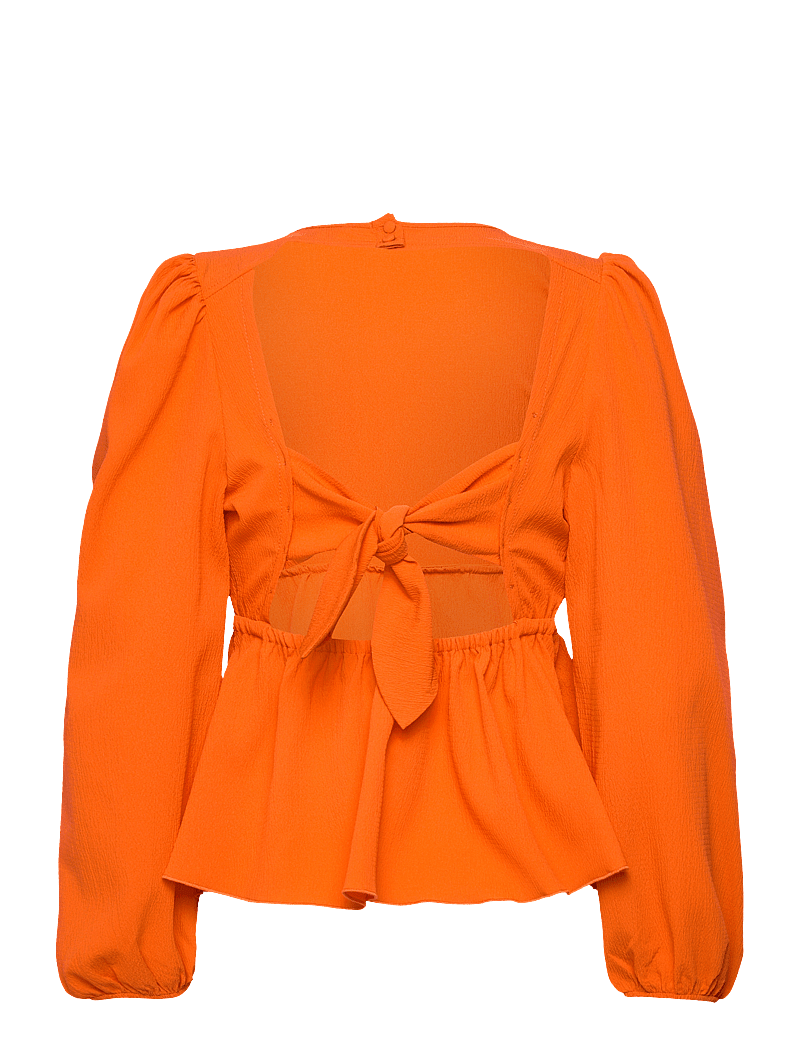 Notes du Nord - Carrie LS Bow Blouse - langærmede bluser - papaya - 1