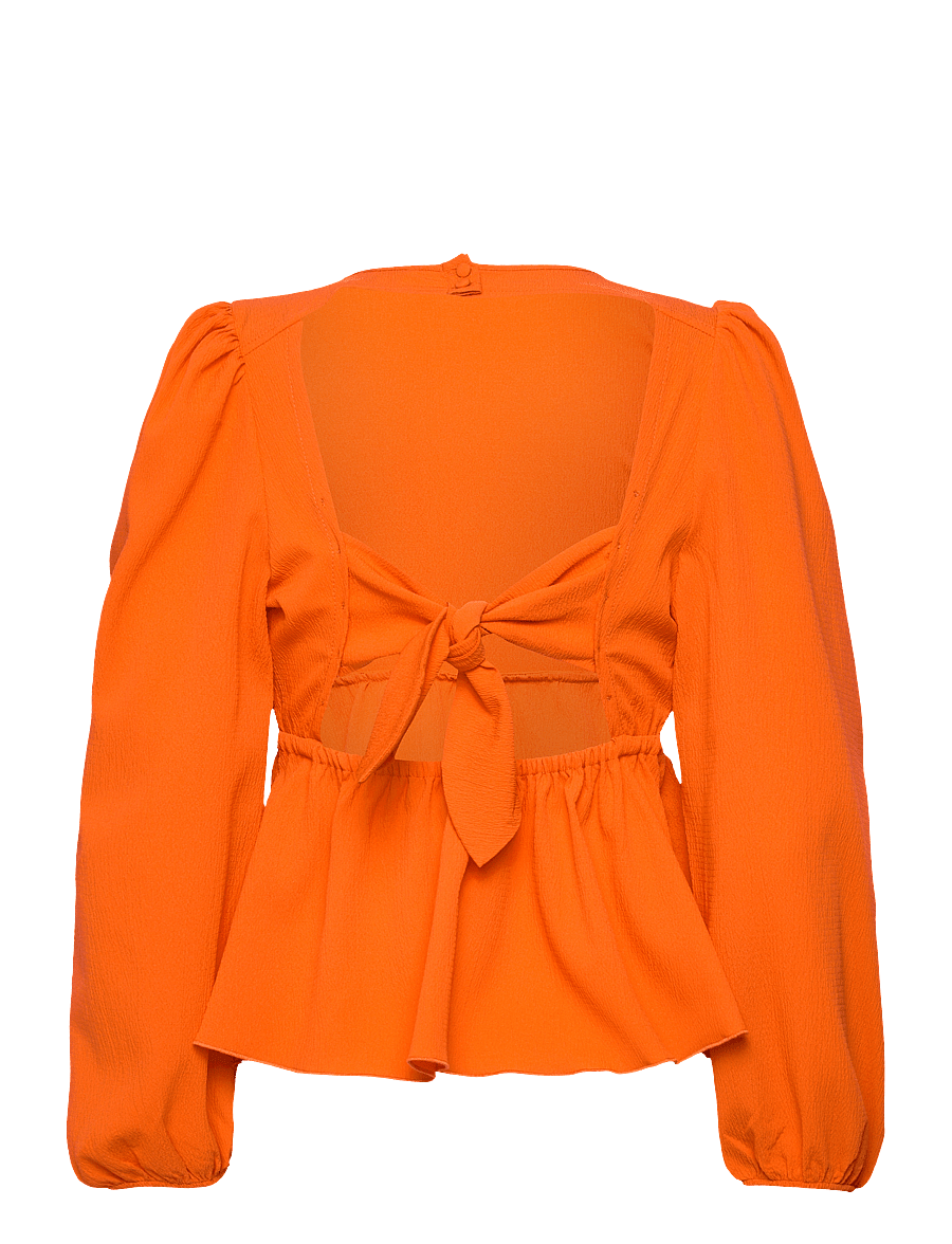 Notes du Nord - Carrie LS Bow Blouse - palaidinės ilgomis rankovėmis - papaya - 1