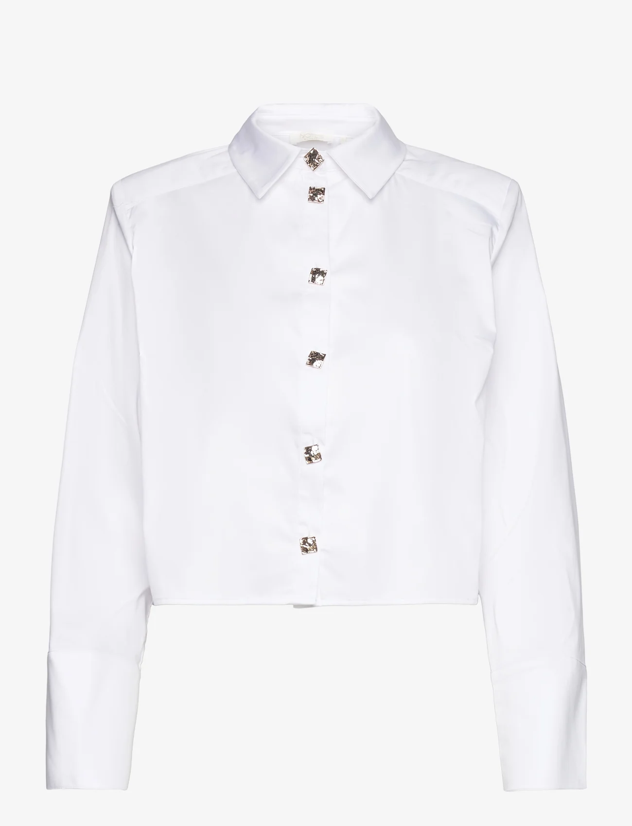 Notes du Nord - Ibi Shoulder Pad Shirt - långärmade skjortor - white - 0