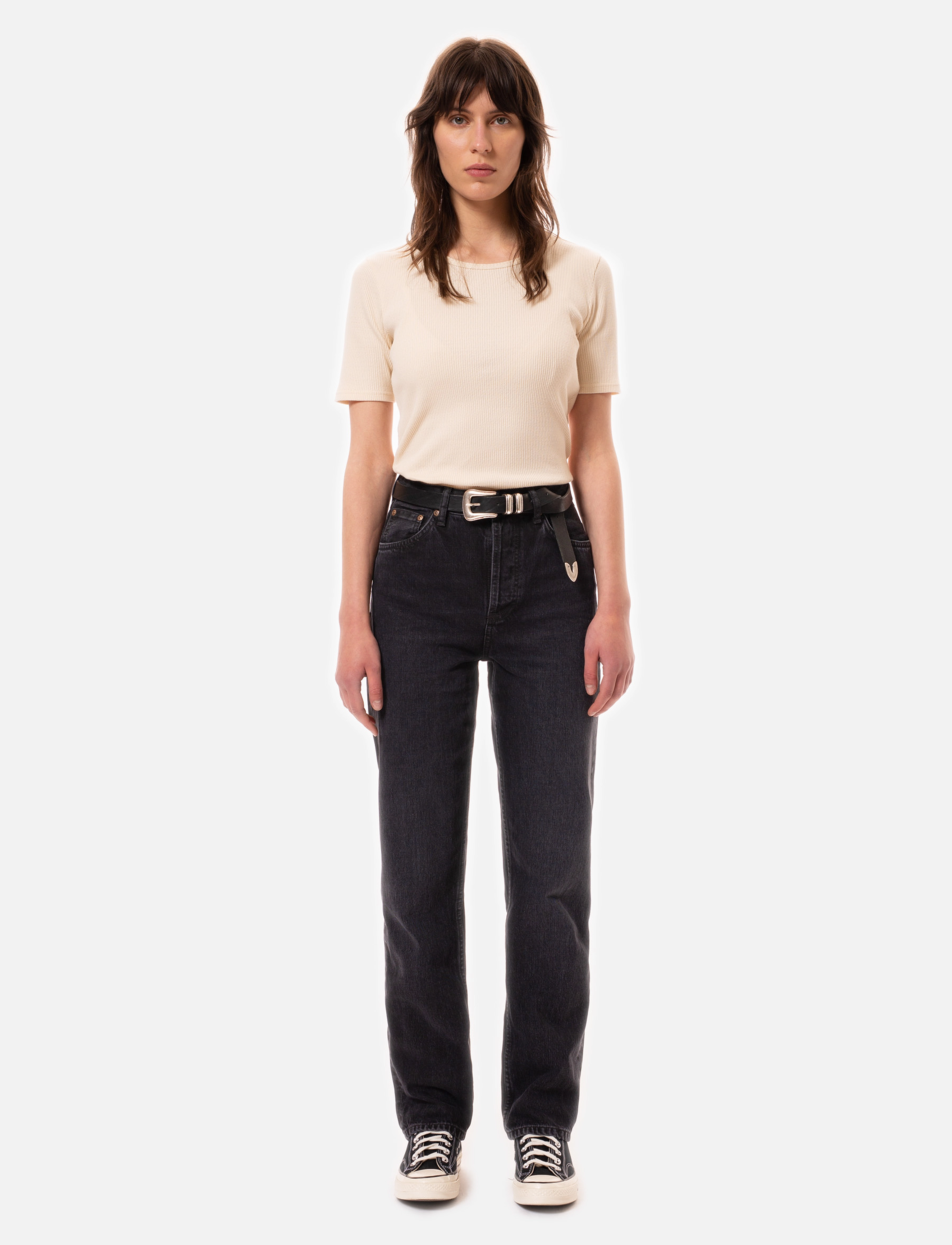 Nudie Jeans Lofty Lo Vintage Black, 25 x 32, Black, Jeans > Lige-Almindelige, Dame