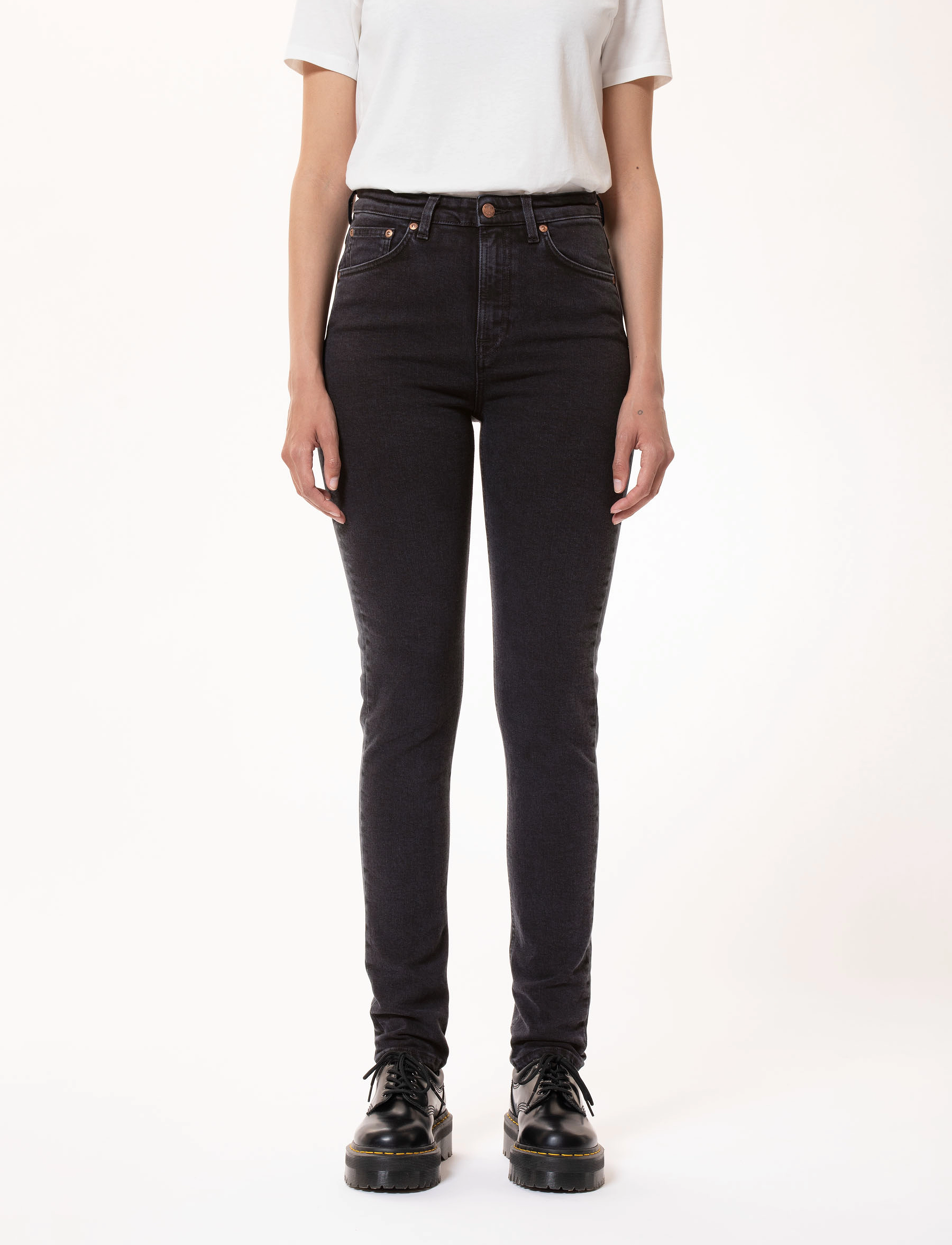 Nudie Jeans Hightop Tilde Black Coal - Tøj - BLACK COAL / black