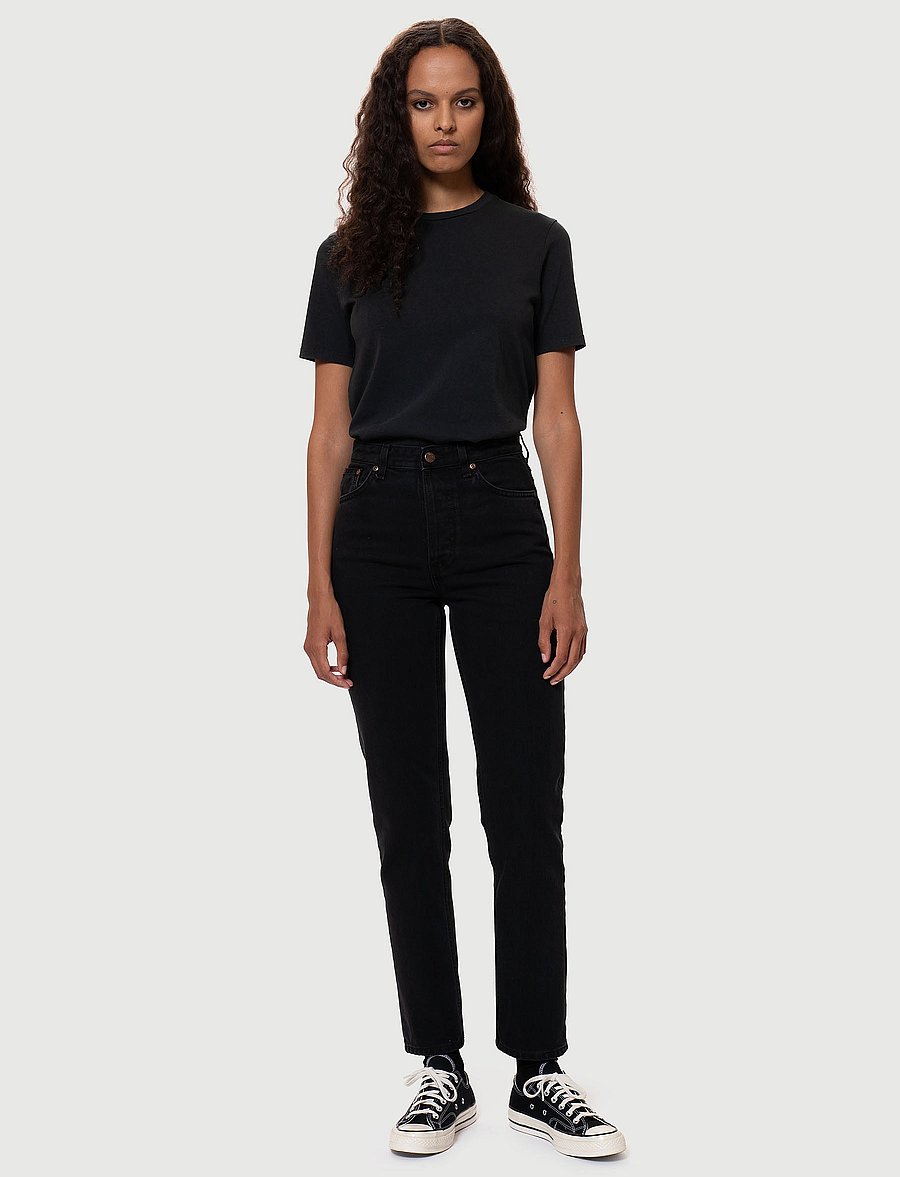 Nudie Jeans - Breezy Britt - straight jeans - aged black - 0