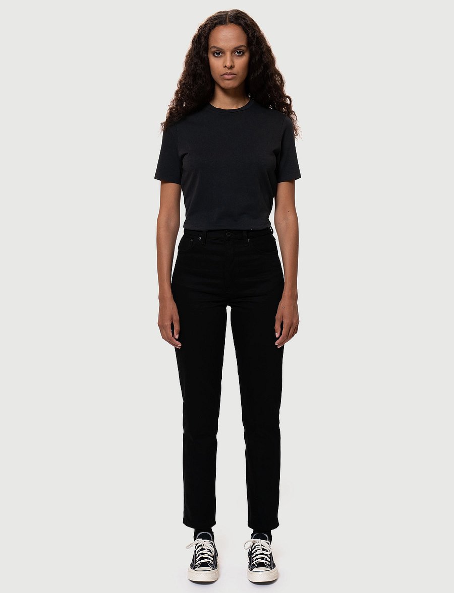 Nudie Jeans - Breezy Britt Everblack - oddmjóar gallabuxur - everblack - 0