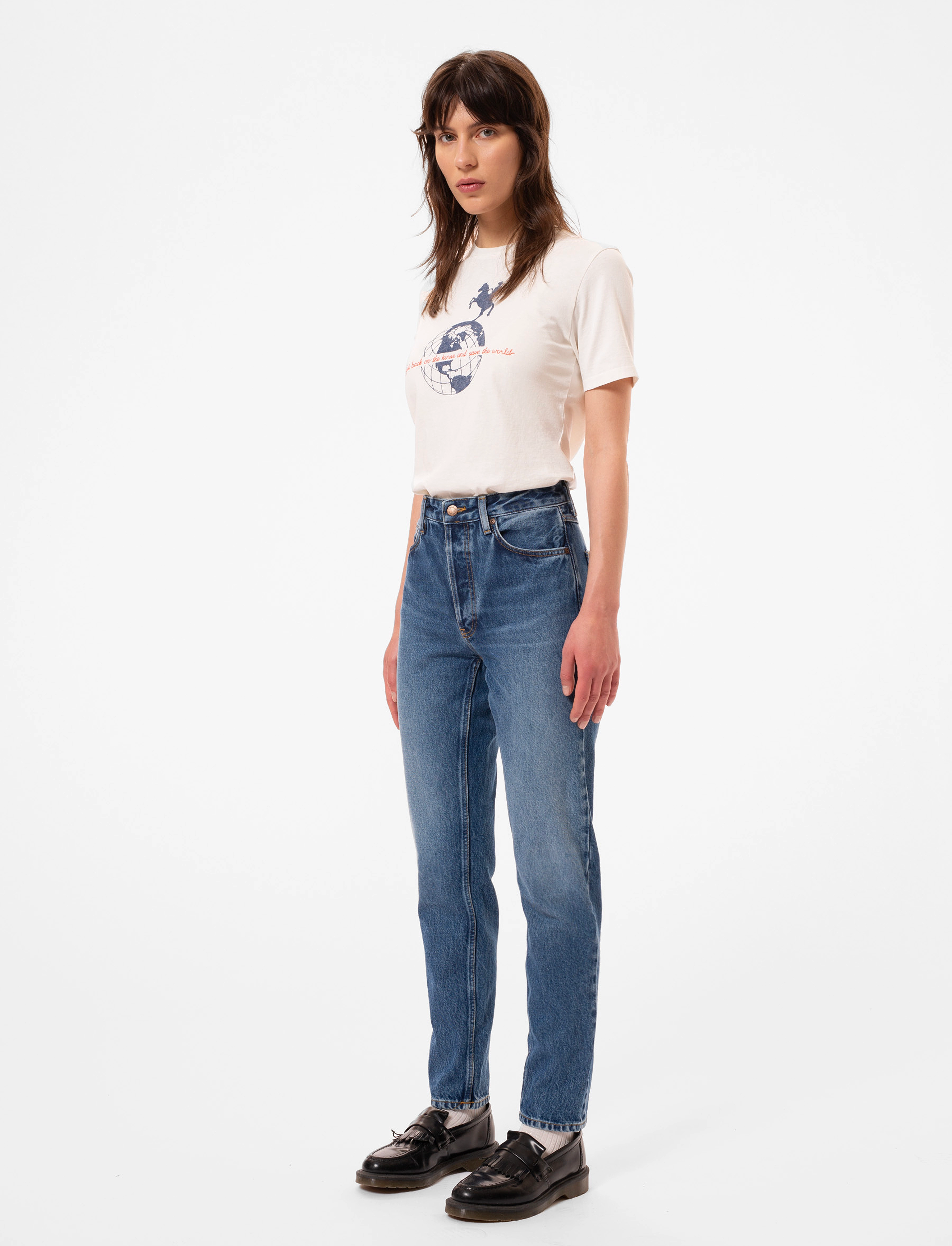 Nudie Jeans Breezy Britt Day Dreamer, 25 x 28, Jeans, Blau - Tapered Frauen