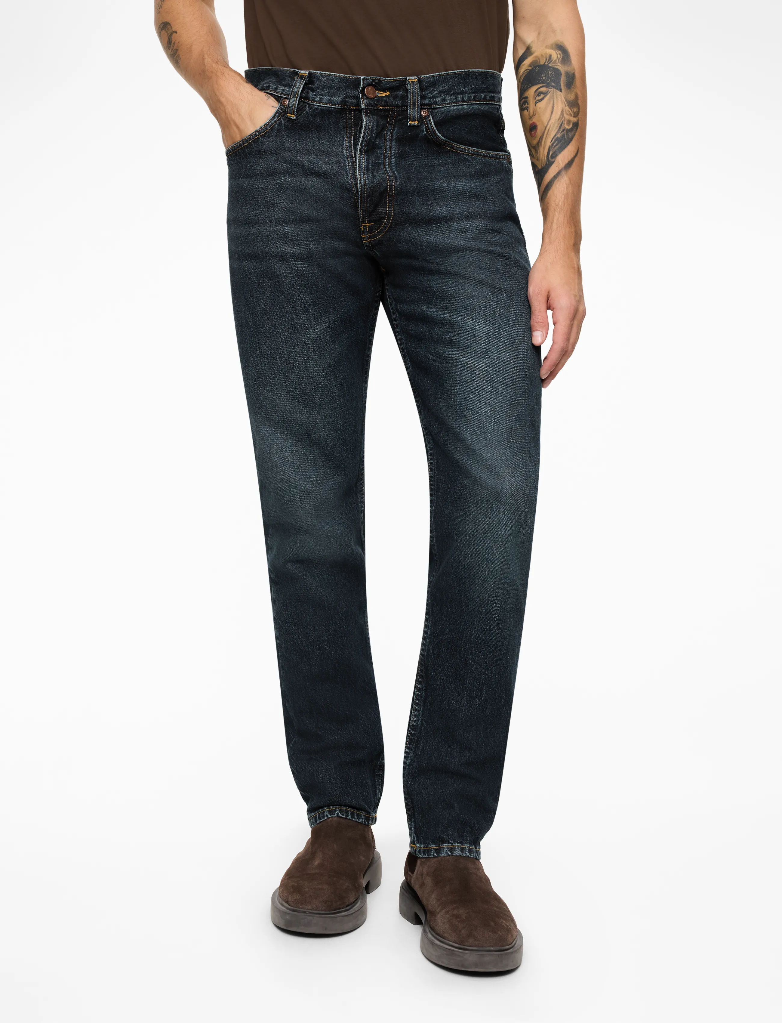 Nudie Jeans Steady Eddie II Blue Soil - Kleidung - BLUE SOIL / blue