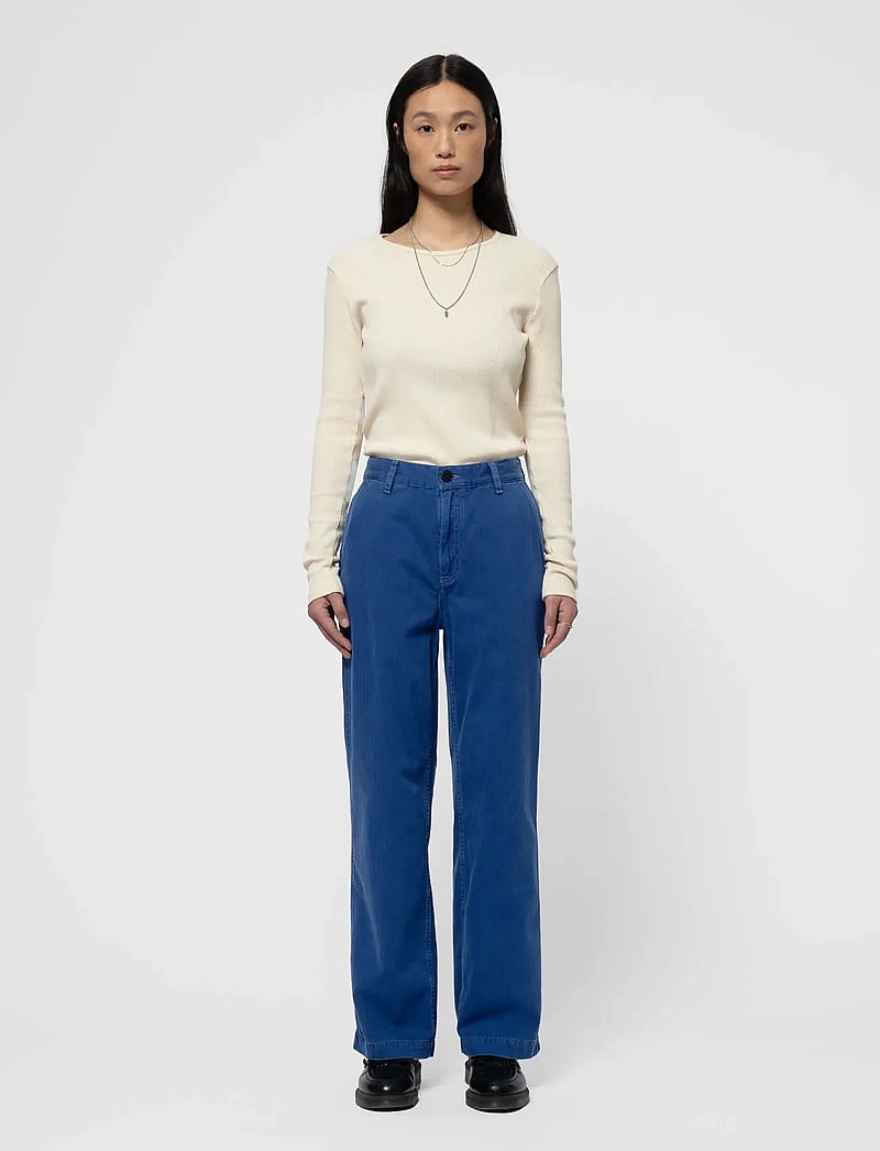 Nudie Jeans - Wendy Herringbone Pants - hosen mit weitem bein - blue - 0