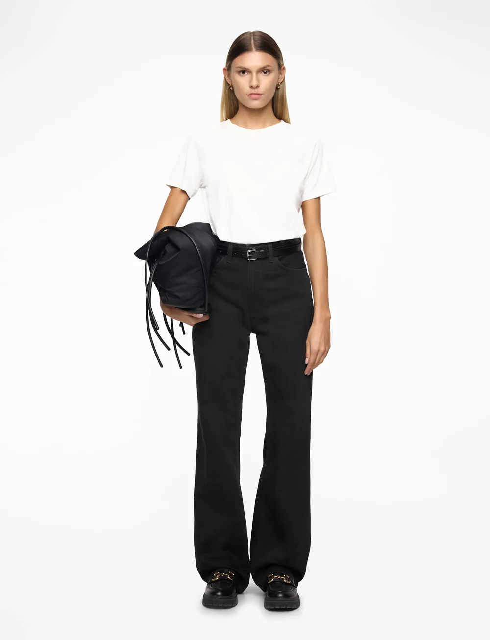 Nudie Jeans - Clean Eileen Smooth Black - hosen mit weitem bein - smooth black - 2